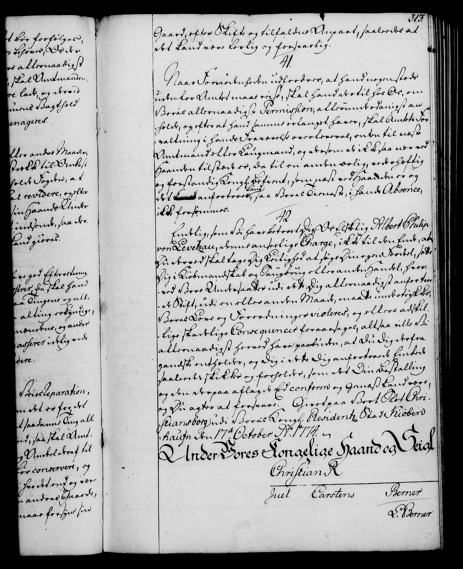 Rentekammeret, Kammerkanselliet, RA/EA-3111/G/Gg/Ggi/L0003: Norsk instruksjonsprotokoll med register (merket RK 53.36), 1751-1775, p. 313