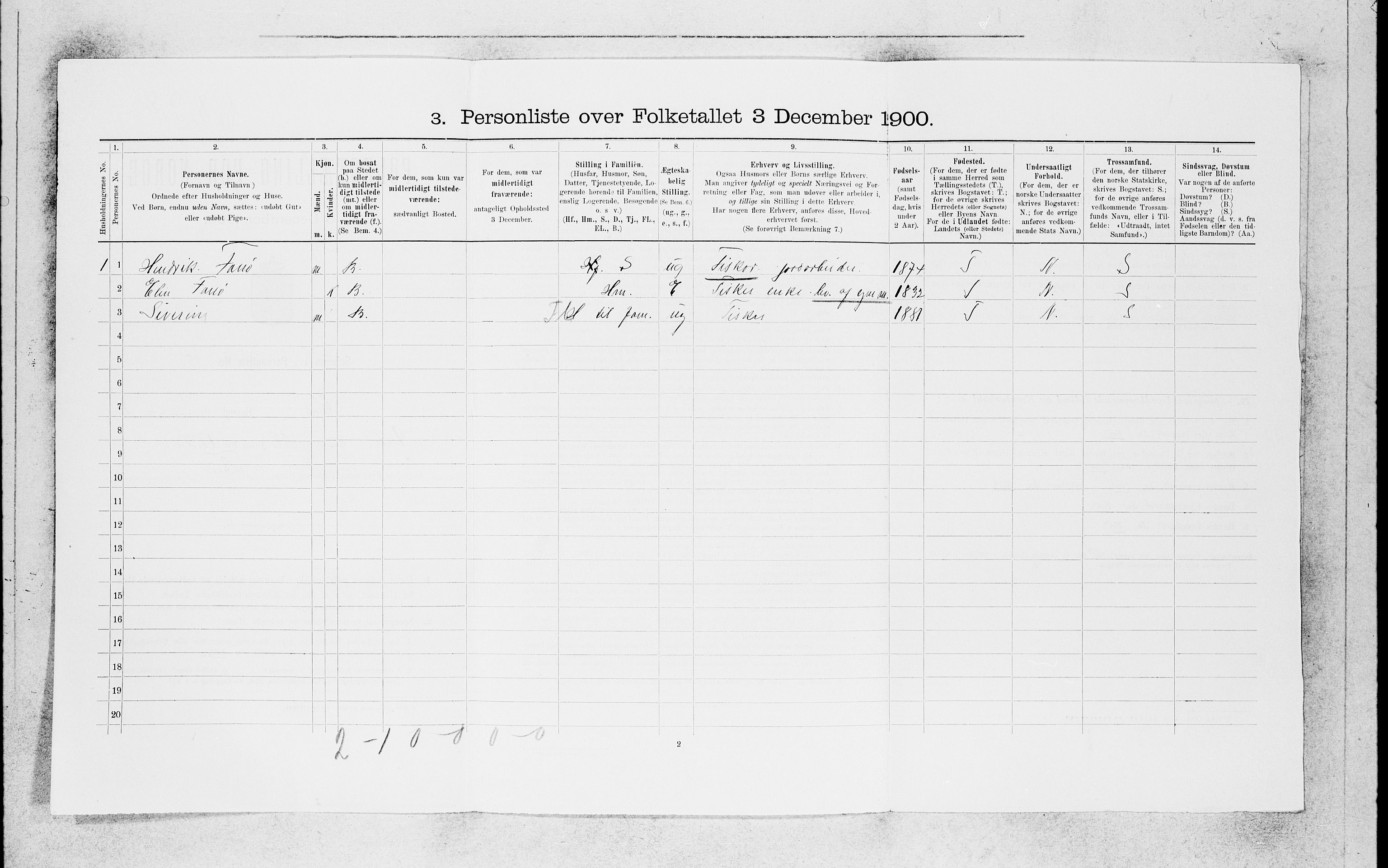 SAB, 1900 census for Kinn, 1900, p. 1164