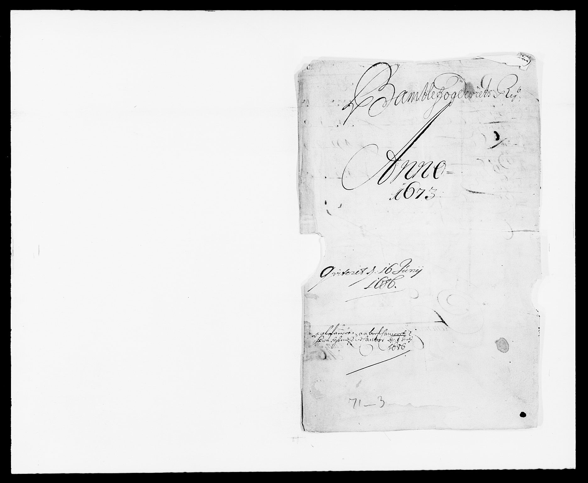 Rentekammeret inntil 1814, Reviderte regnskaper, Fogderegnskap, RA/EA-4092/R34/L2042: Fogderegnskap Bamble, 1673-1675, p. 1