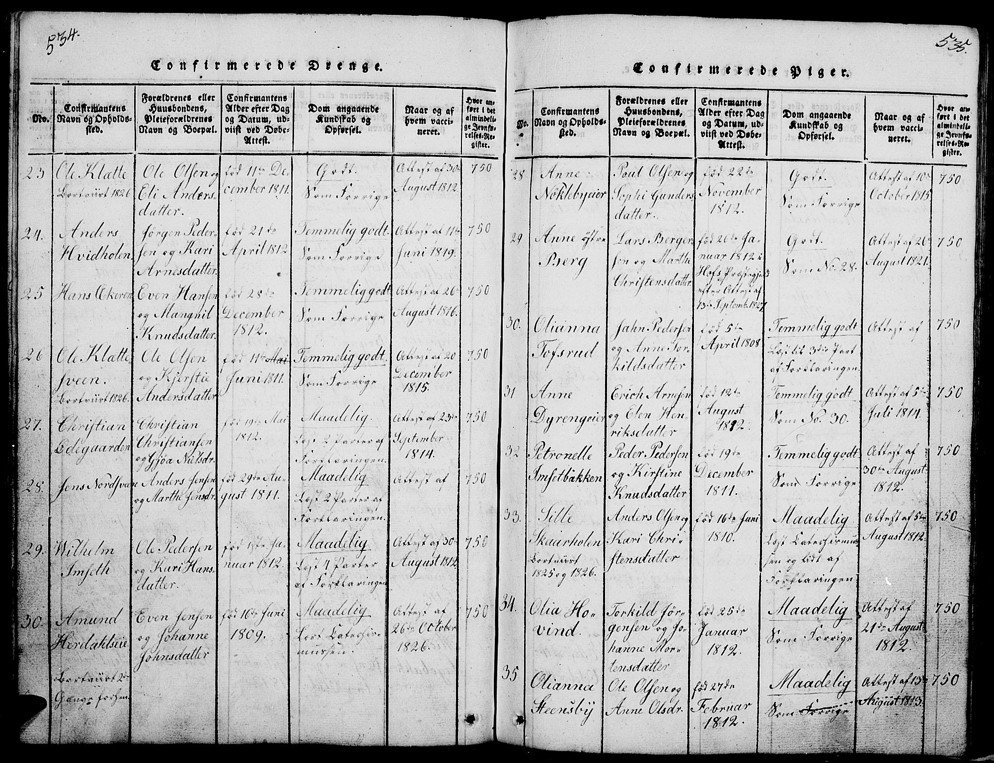 Løten prestekontor, AV/SAH-PREST-022/L/La/L0001: Parish register (copy) no. 1, 1812-1832, p. 534-535