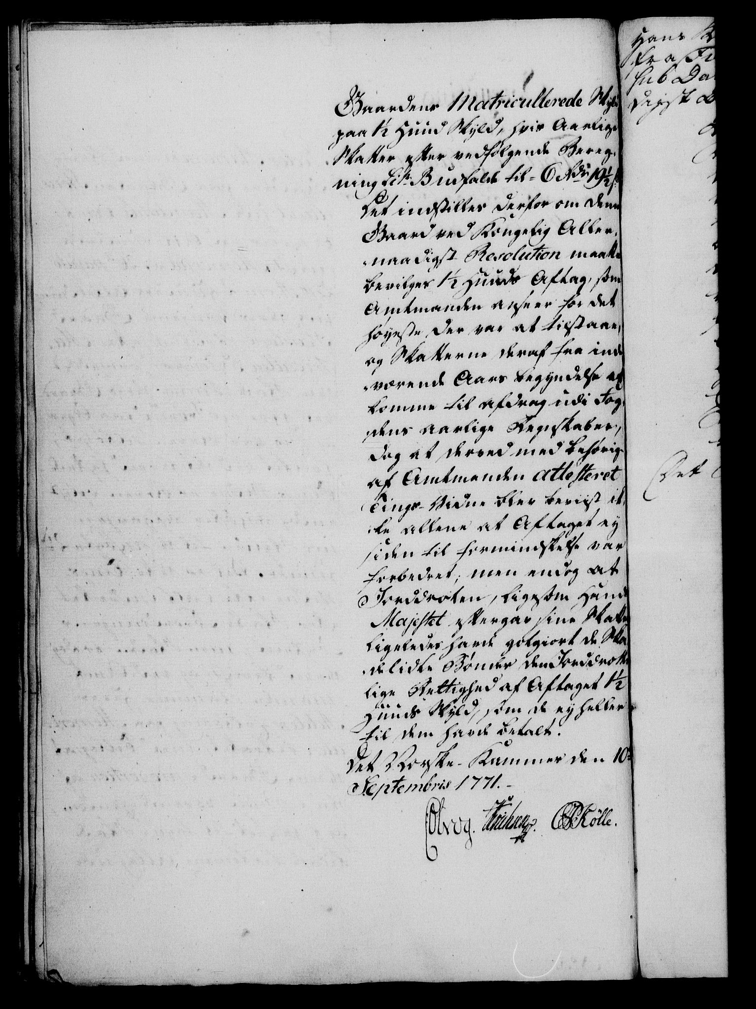 Rentekammeret, Kammerkanselliet, RA/EA-3111/G/Gf/Gfa/L0054: Norsk relasjons- og resolusjonsprotokoll (merket RK 52.54), 1771-1772, p. 97