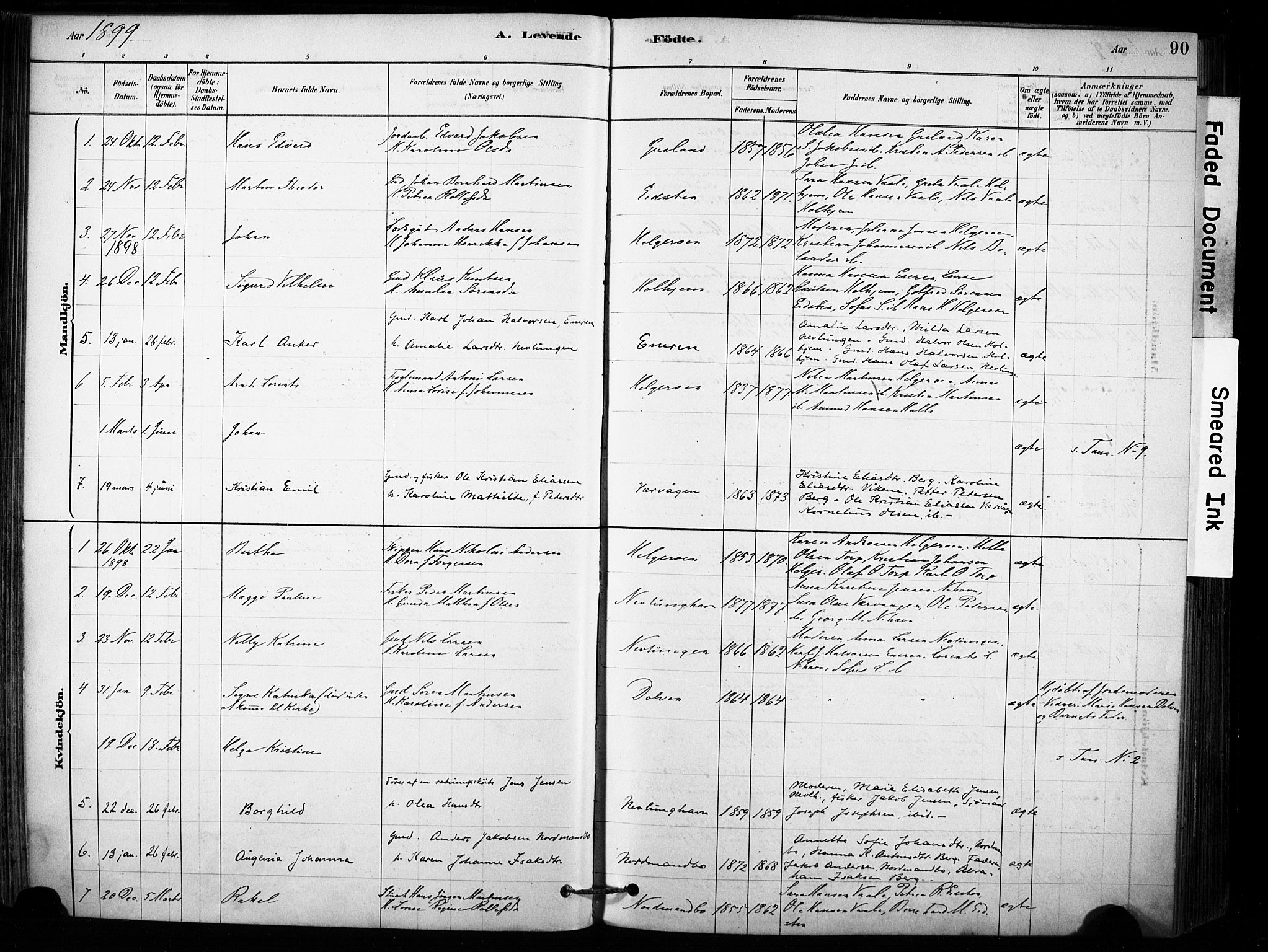 Brunlanes kirkebøker, AV/SAKO-A-342/F/Fb/L0001: Parish register (official) no. II 1, 1878-1899, p. 90