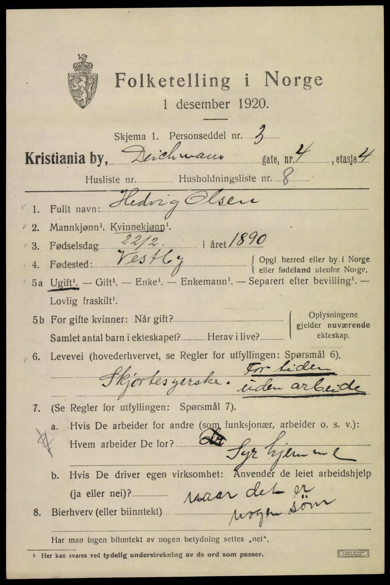 SAO, 1920 census for Kristiania, 1920, p. 197887