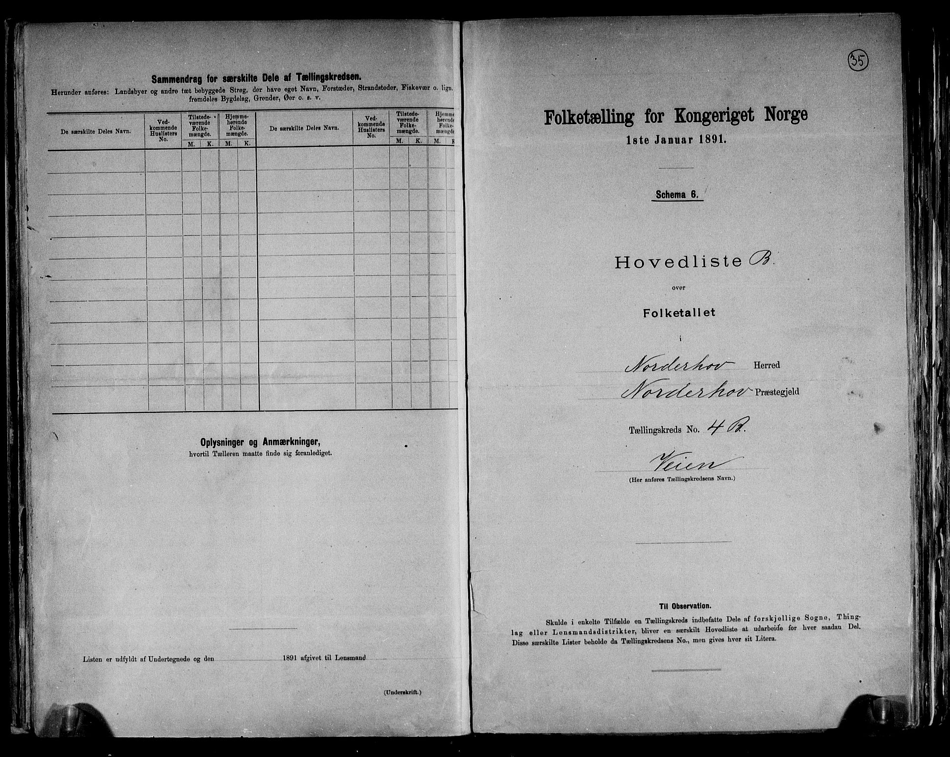 RA, 1891 census for 0613 Norderhov, 1891, p. 14