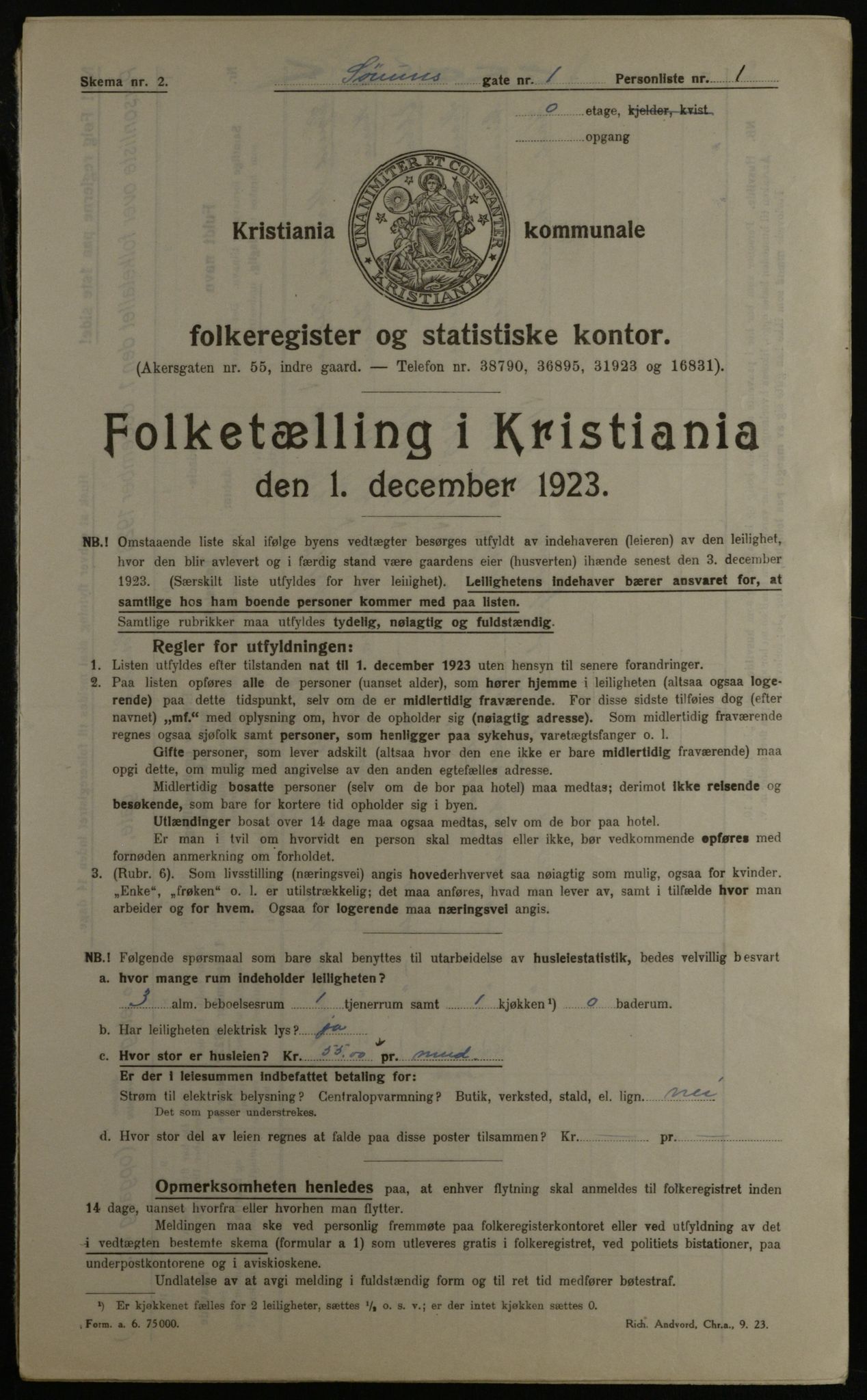 OBA, Municipal Census 1923 for Kristiania, 1923, p. 118298