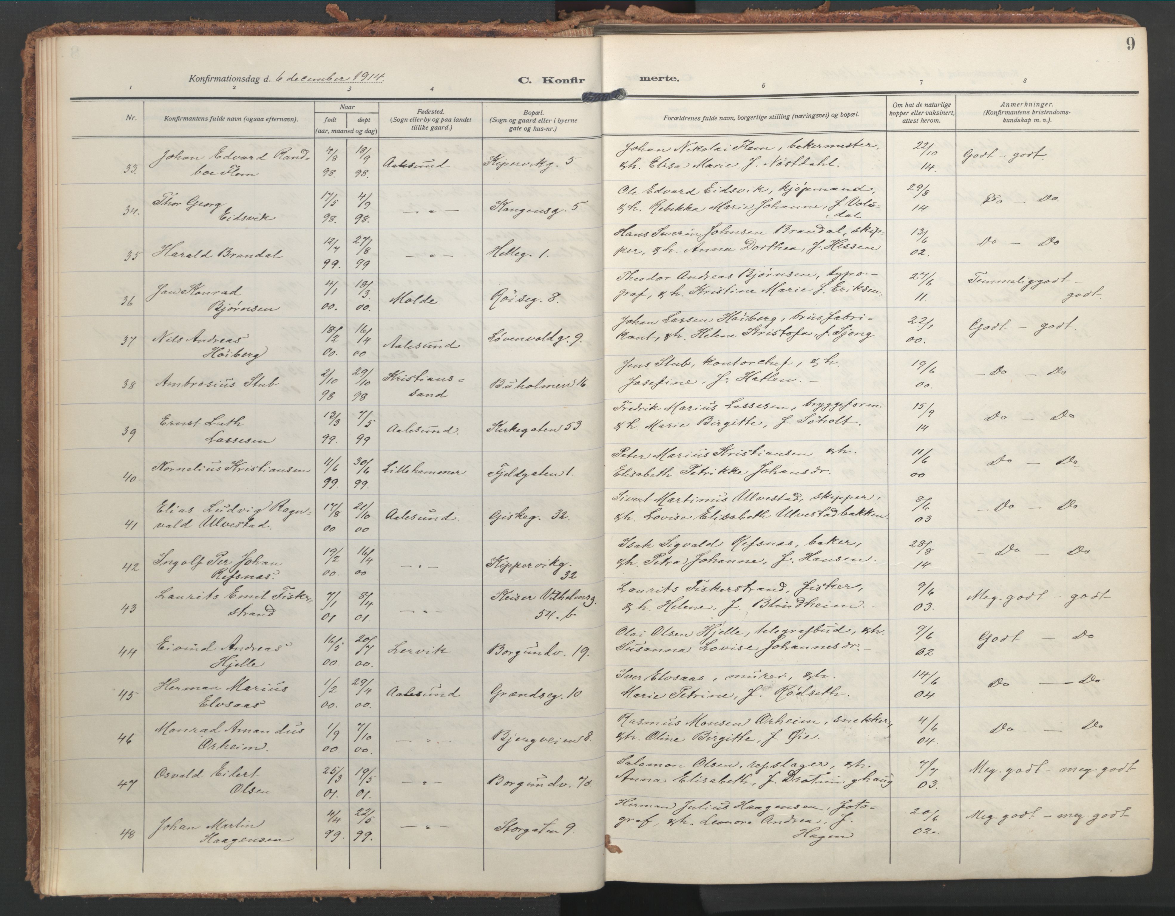 Ministerialprotokoller, klokkerbøker og fødselsregistre - Møre og Romsdal, AV/SAT-A-1454/529/L0461: Parish register (official) no. 529A11, 1914-1925, p. 9