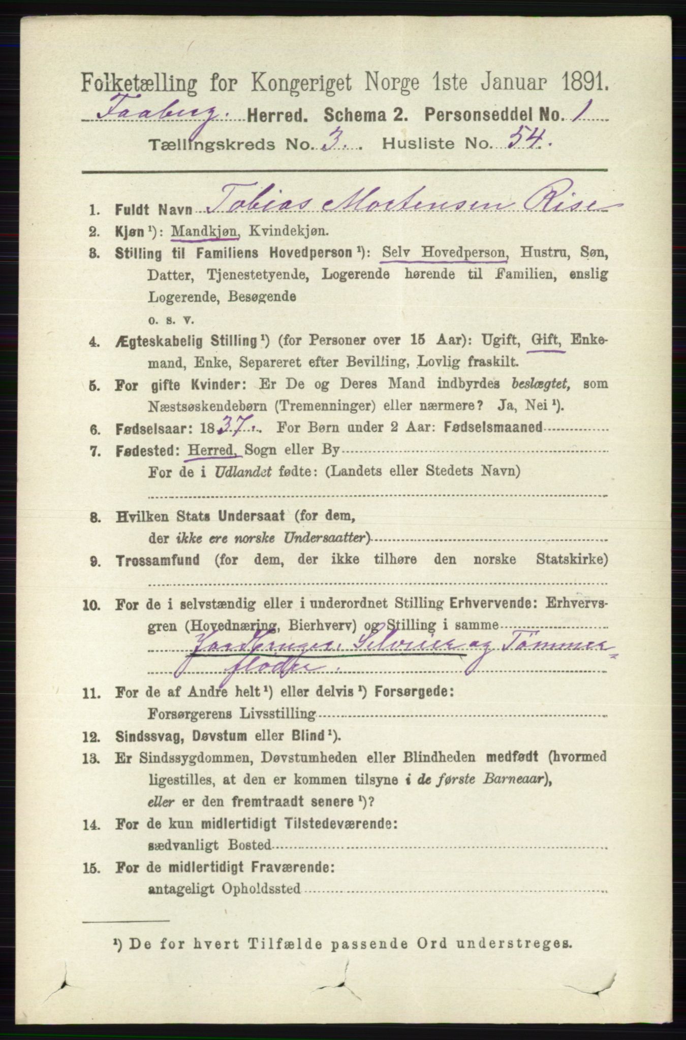 RA, 1891 census for 0524 Fåberg, 1891, p. 1158