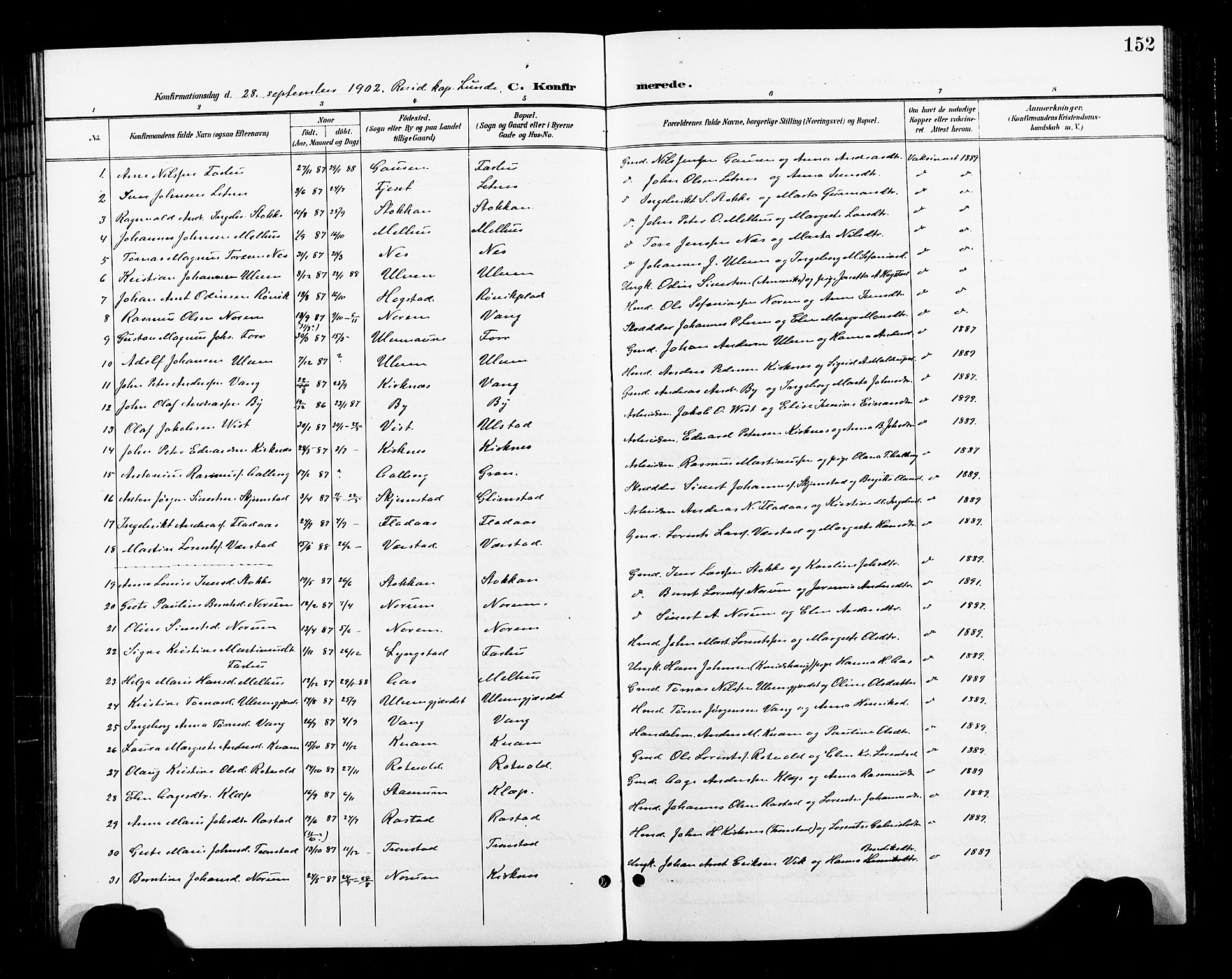 Ministerialprotokoller, klokkerbøker og fødselsregistre - Nord-Trøndelag, SAT/A-1458/730/L0302: Parish register (copy) no. 730C05, 1898-1924, p. 152
