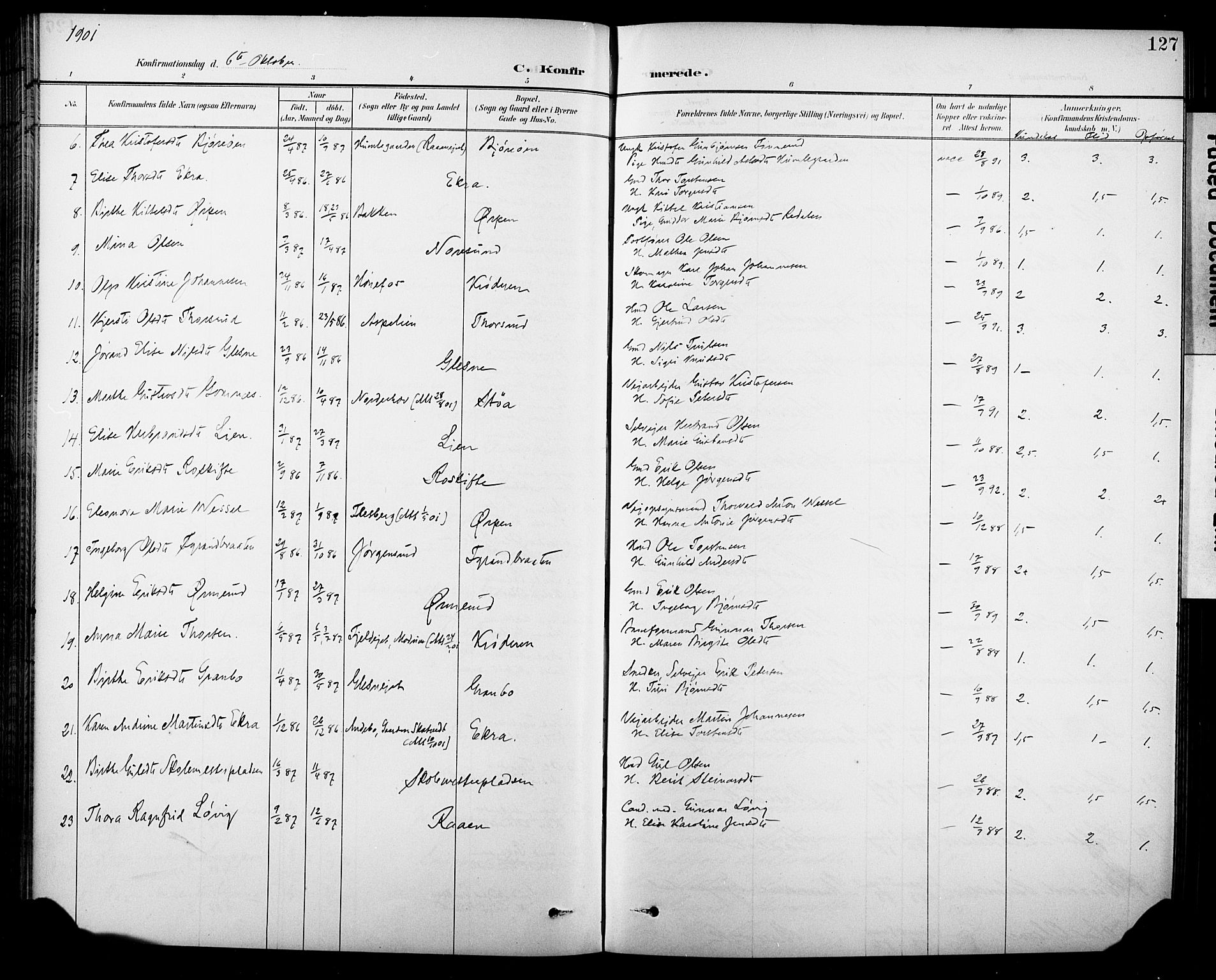 Krødsherad kirkebøker, SAKO/A-19/G/Ga/L0002: Parish register (copy) no. 2, 1894-1918, p. 127