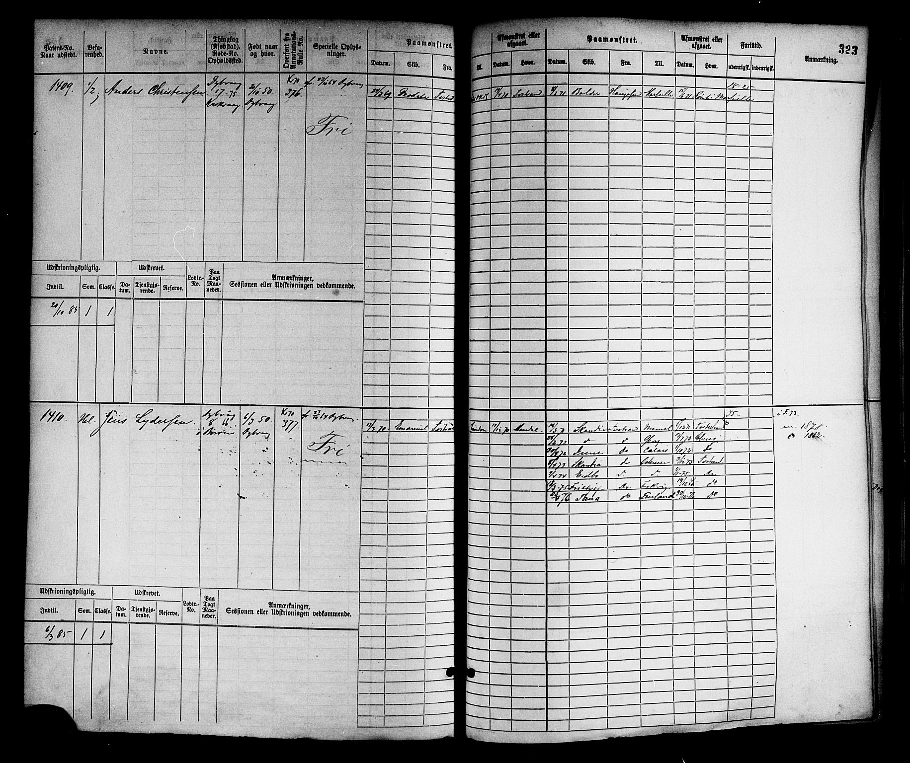 Tvedestrand mønstringskrets, AV/SAK-2031-0011/F/Fb/L0002: Hovedrulle nr 767-1528, R-3, 1868-1900, p. 332