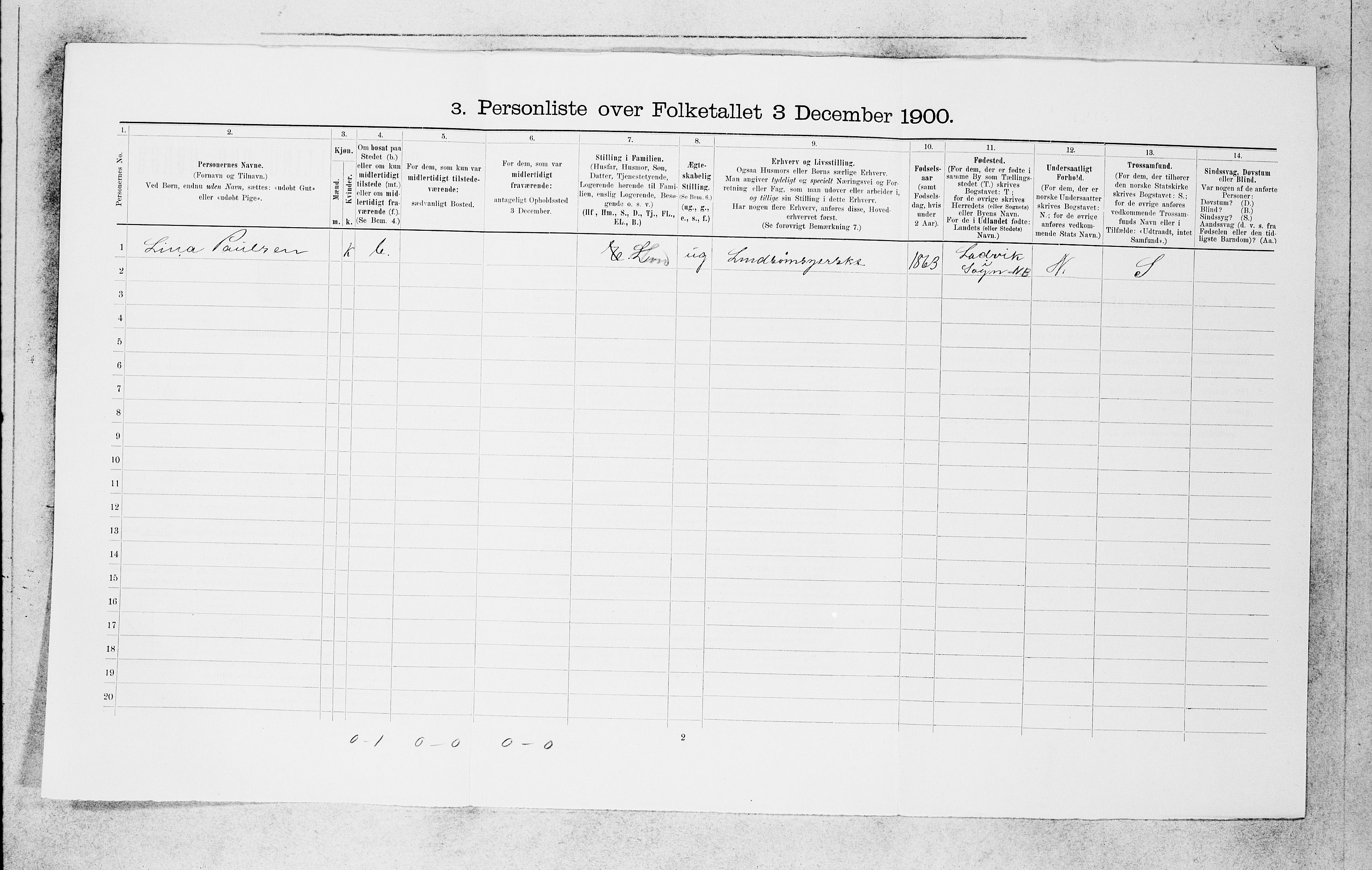 SAB, 1900 census for Bergen, 1900, p. 6339