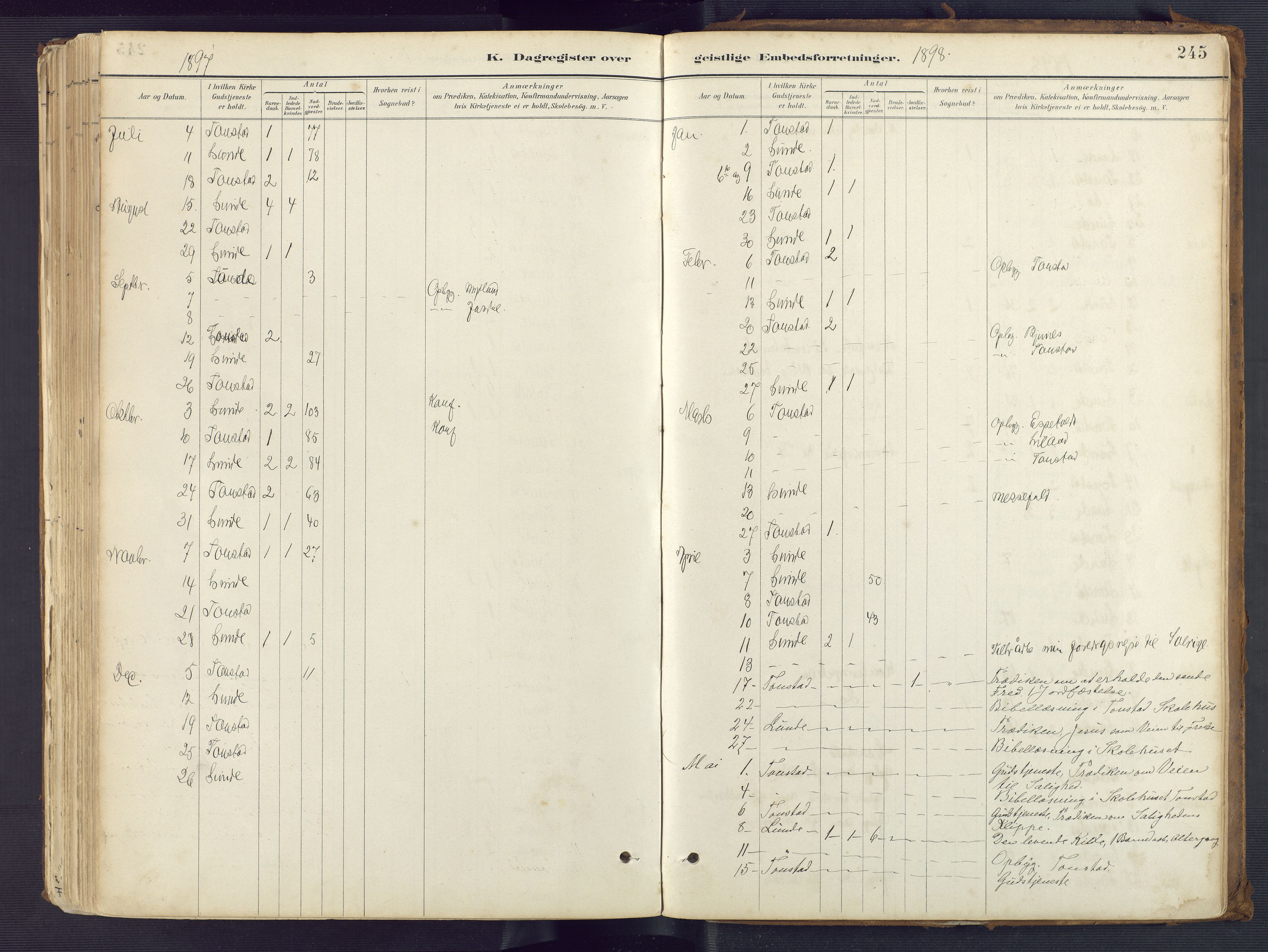 Sirdal sokneprestkontor, AV/SAK-1111-0036/F/Fa/Fab/L0004: Parish register (official) no. A 4, 1887-1919, p. 245