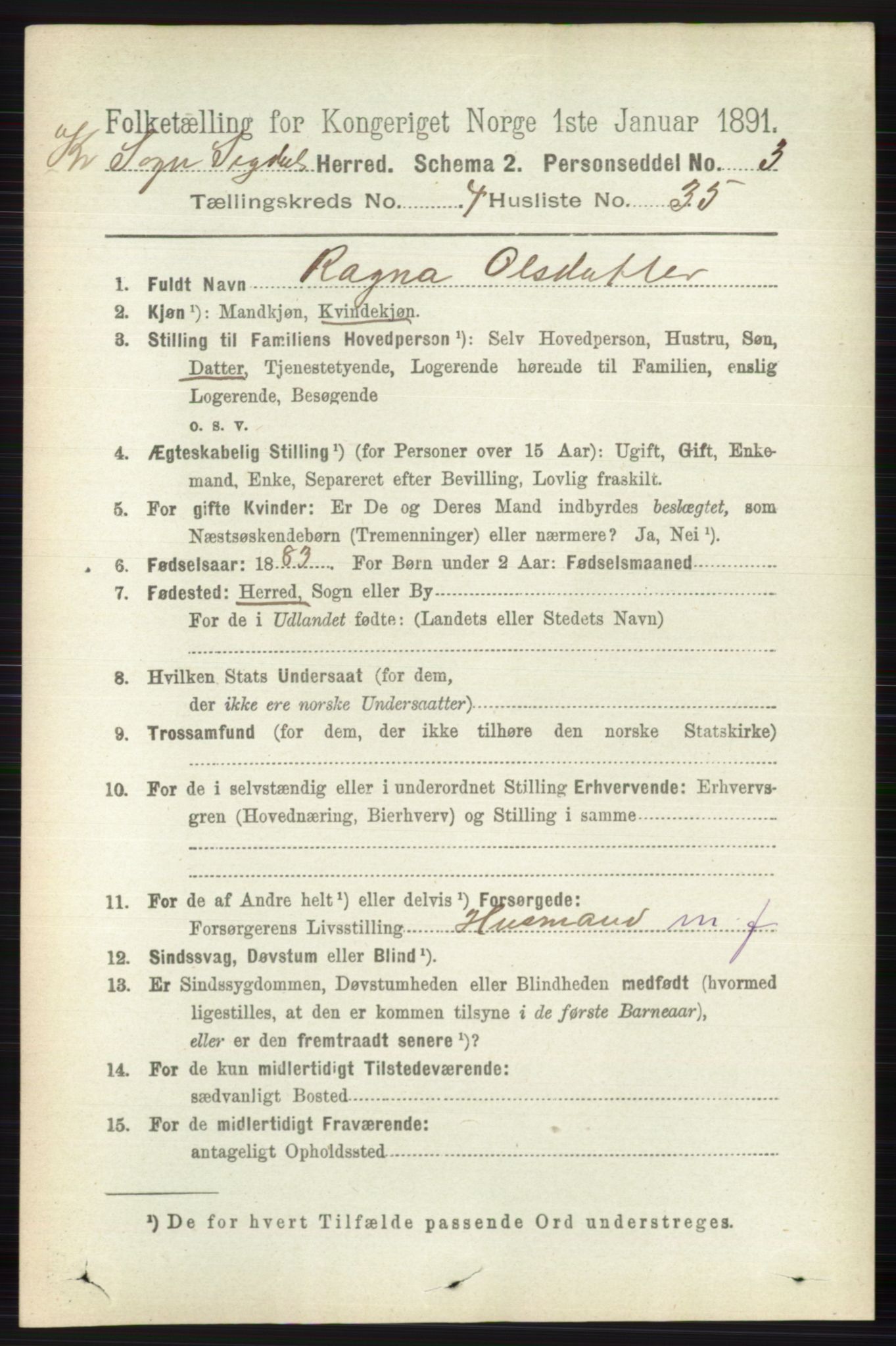 RA, 1891 census for 0621 Sigdal, 1891, p. 6224