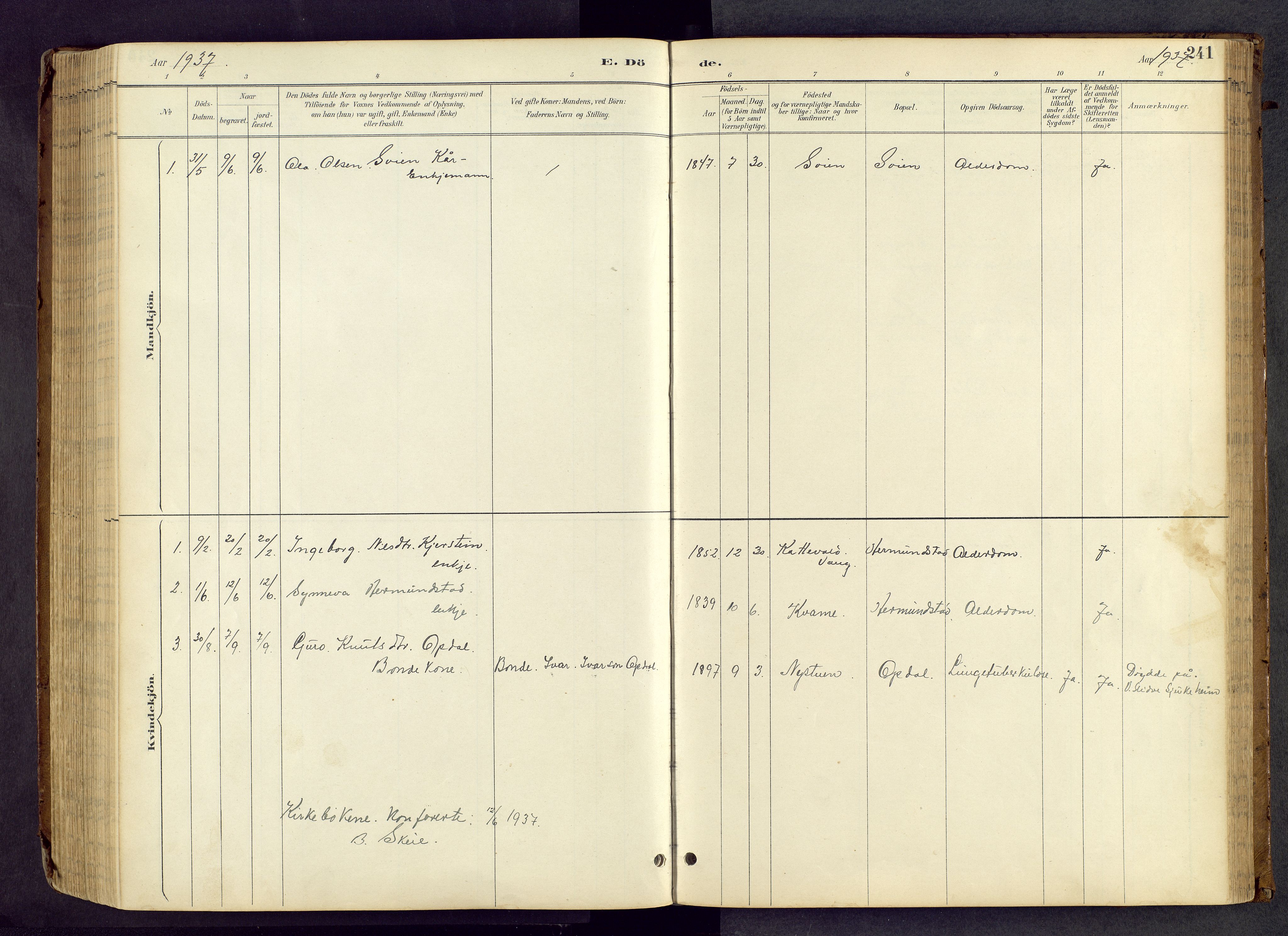 Vang prestekontor, Valdres, SAH/PREST-140/H/Hb/L0005: Parish register (copy) no. 5, 1889-1945, p. 241