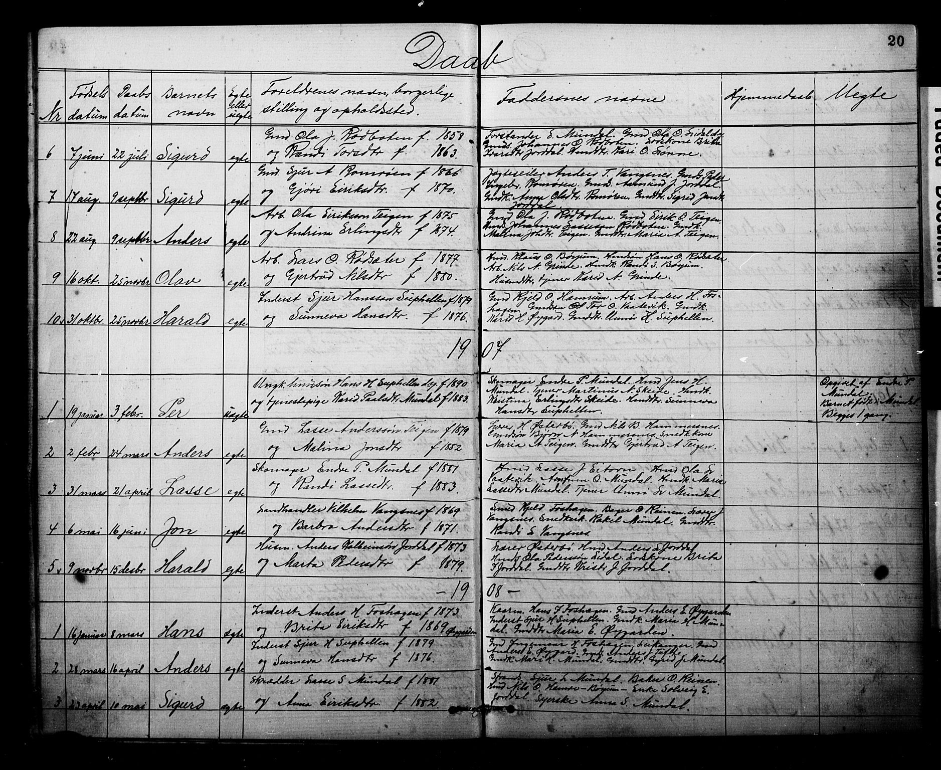 Balestrand sokneprestembete, SAB/A-79601: Parish register (copy) no. B 1A, 1880-1916, p. 20