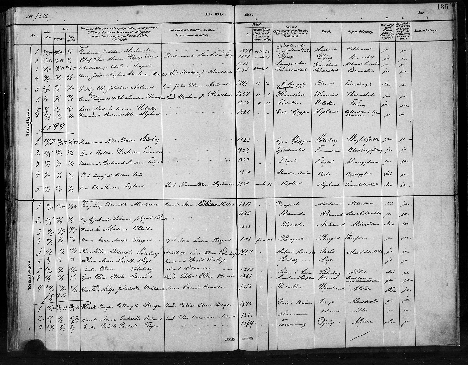 Innvik sokneprestembete, SAB/A-80501: Parish register (copy) no. C 3, 1883-1911, p. 135