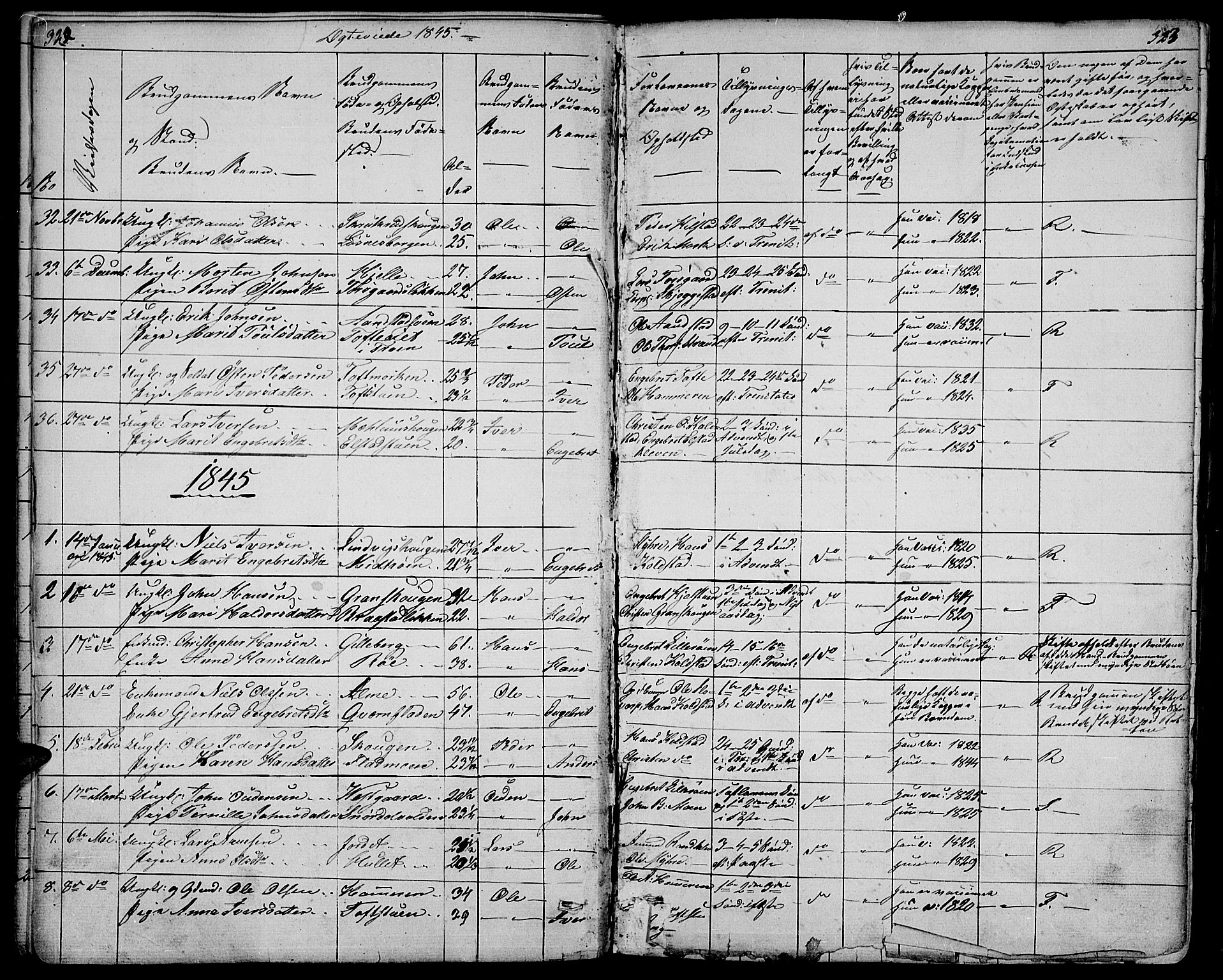 Ringebu prestekontor, SAH/PREST-082/H/Ha/Hab/L0002: Parish register (copy) no. 2, 1839-1853, p. 322-323