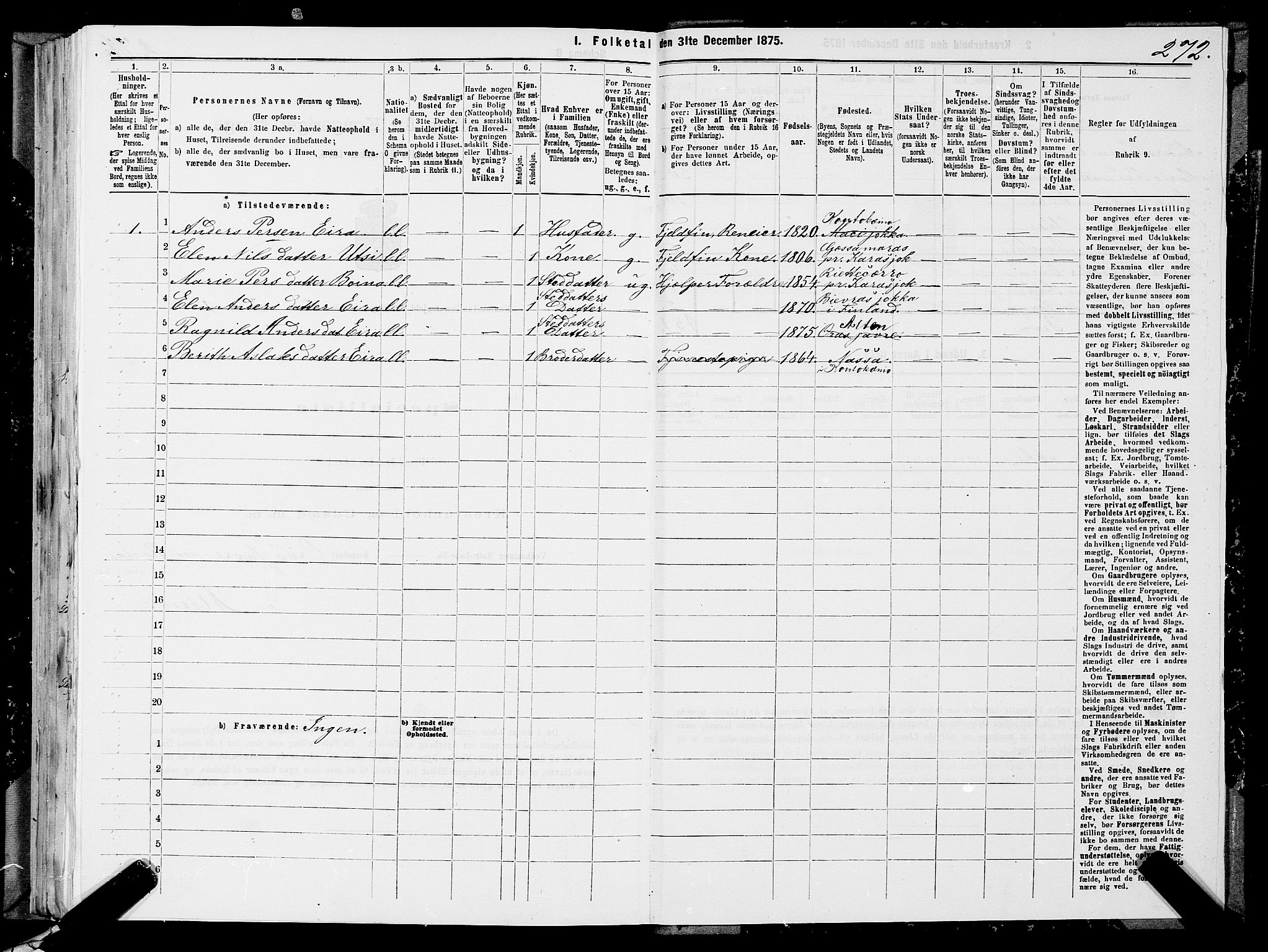 SATØ, 1875 census for 2011P Kautokeino, 1875, p. 1272