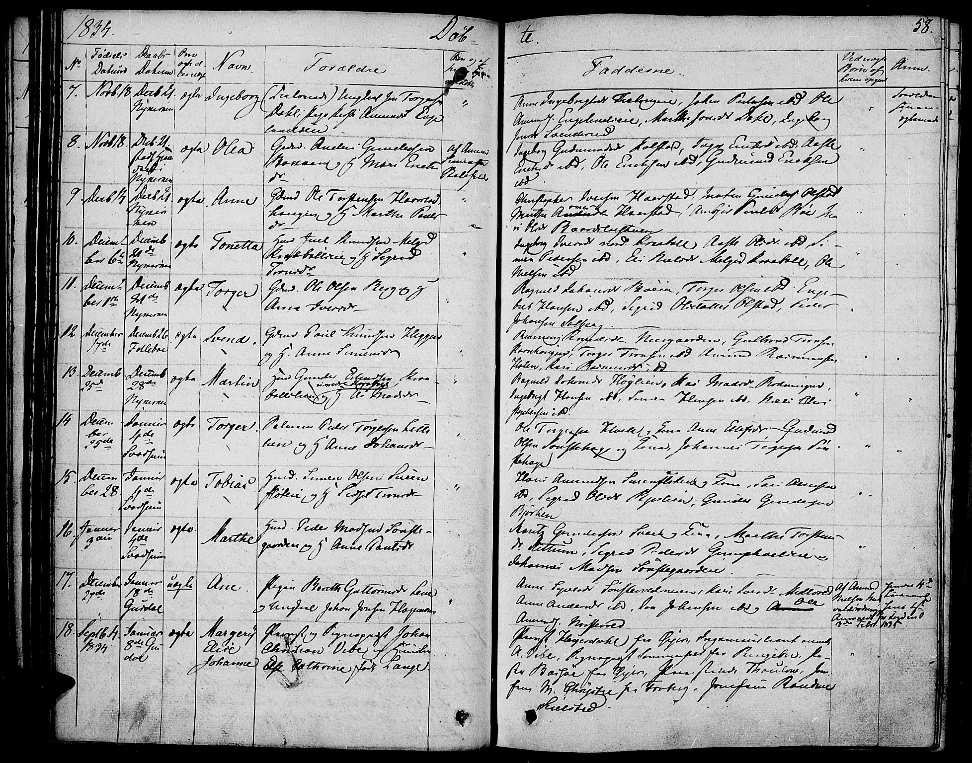 Gausdal prestekontor, SAH/PREST-090/H/Ha/Haa/L0006: Parish register (official) no. 6, 1830-1839, p. 58