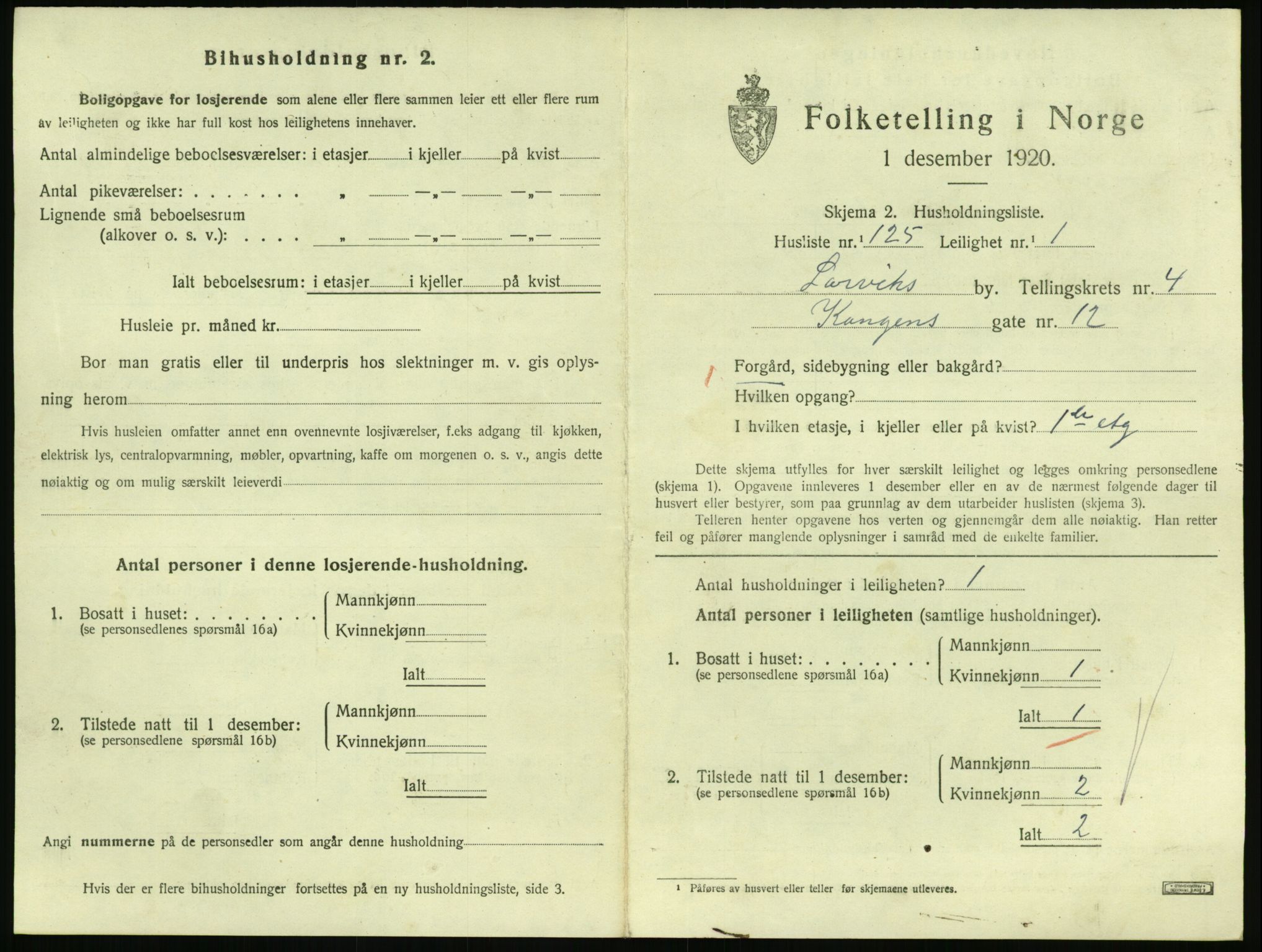 SAKO, 1920 census for Larvik, 1920, p. 4788