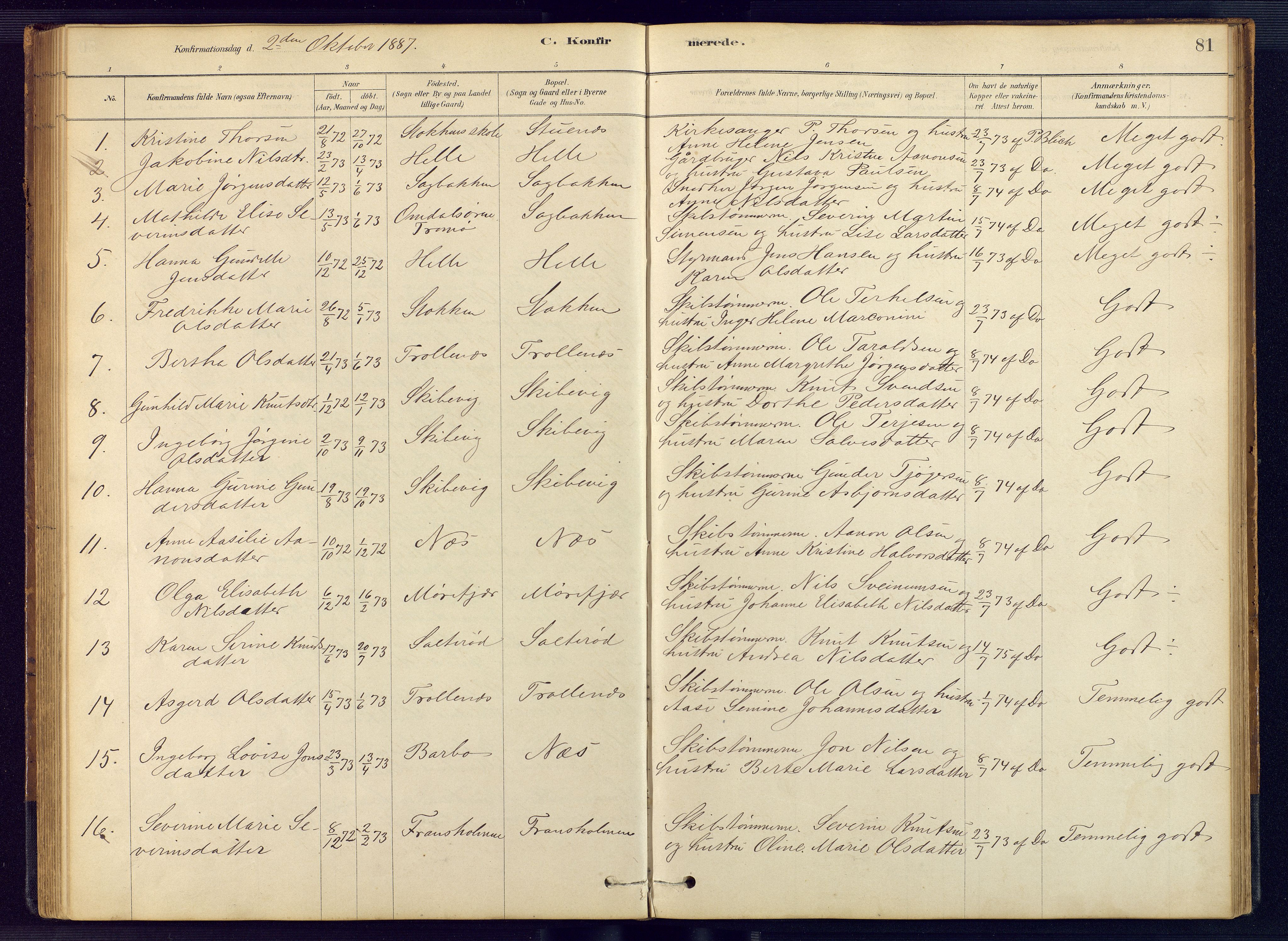 Austre Moland sokneprestkontor, AV/SAK-1111-0001/F/Fb/Fbb/L0001: Parish register (copy) no. B 1, 1878-1904, p. 81