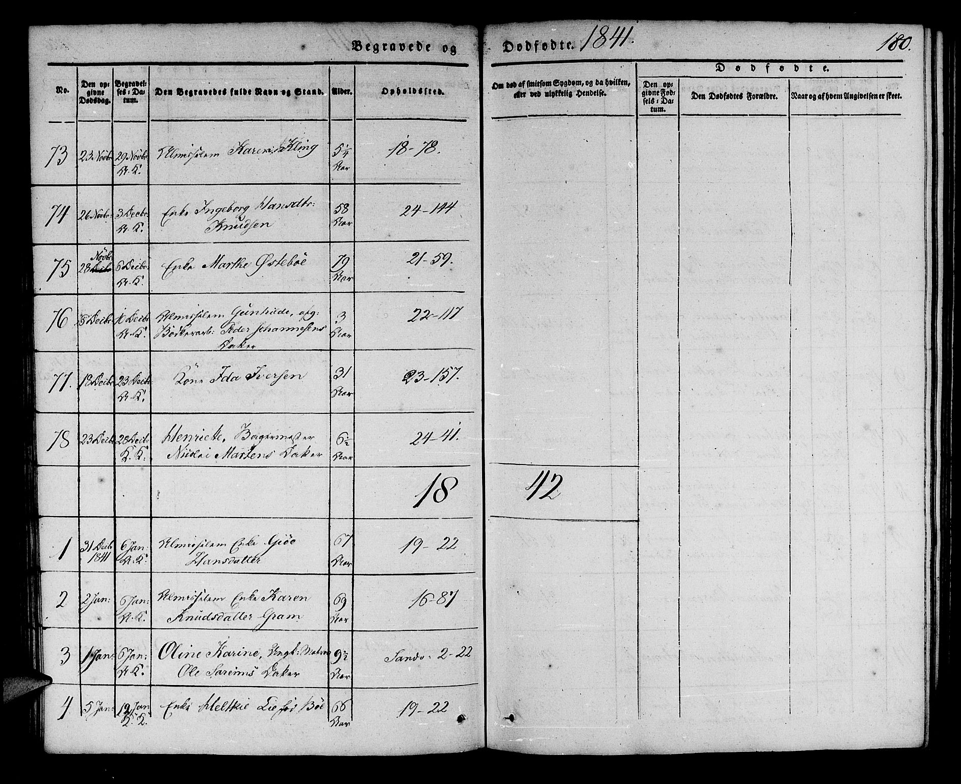 Korskirken sokneprestembete, AV/SAB-A-76101/H/Haa/L0043: Parish register (official) no. E 1, 1834-1848, p. 180