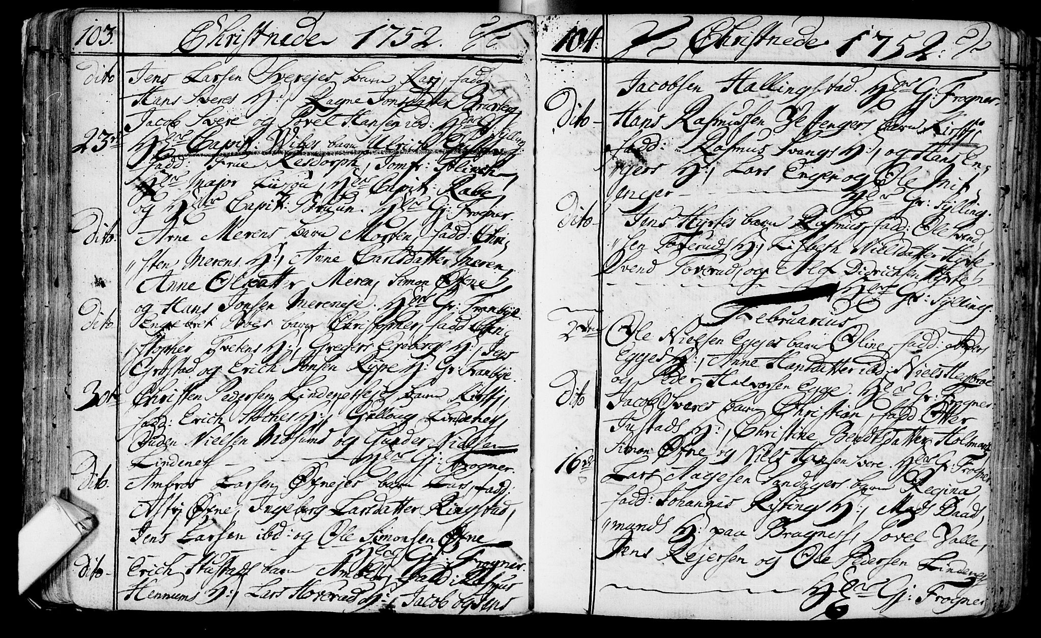 Lier kirkebøker, AV/SAKO-A-230/F/Fa/L0004: Parish register (official) no. I 4, 1749-1764, p. 103-104