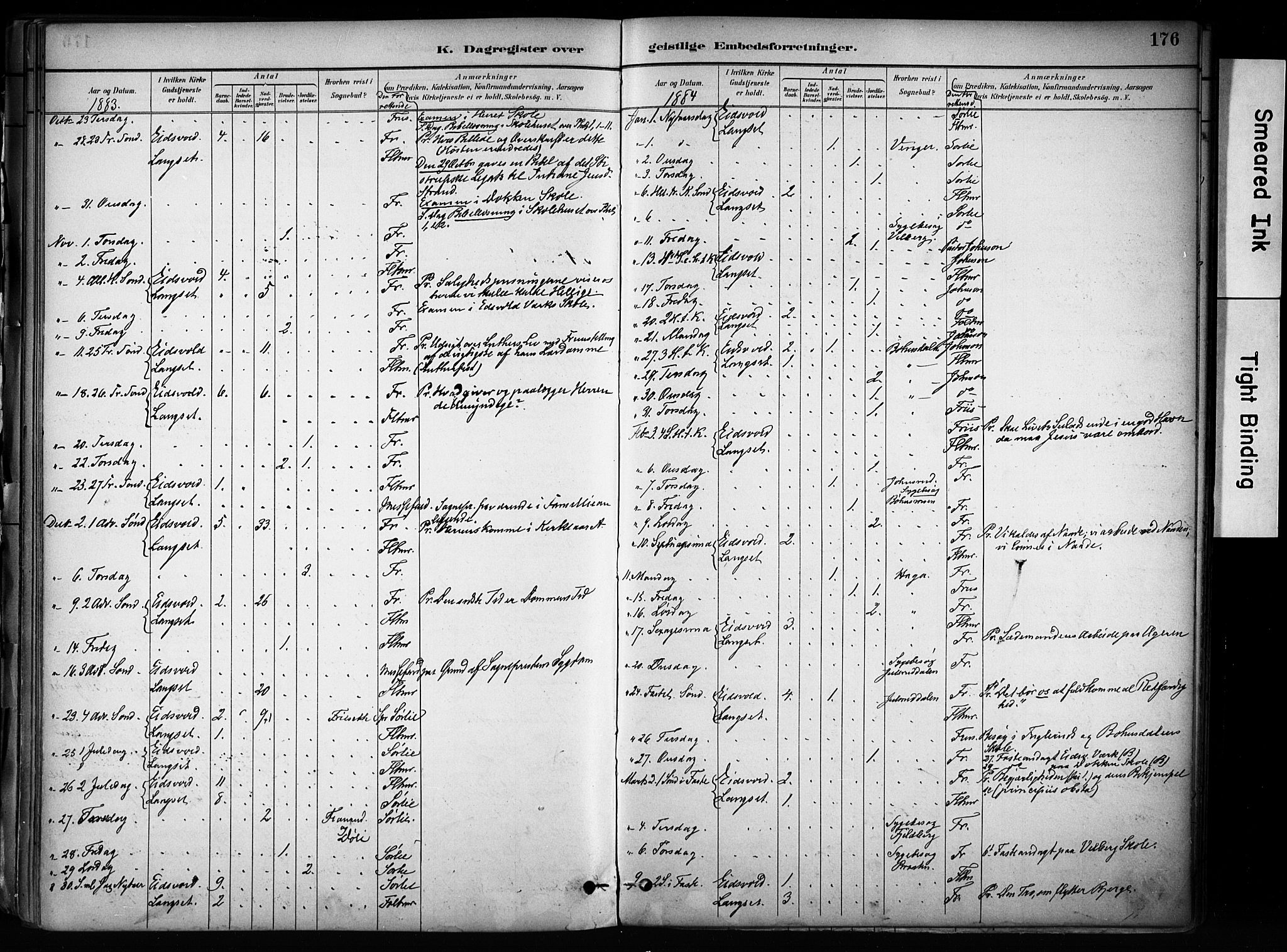 Eidsvoll prestekontor Kirkebøker, AV/SAO-A-10888/F/Fa/L0003: Parish register (official) no. I 3, 1882-1895, p. 176