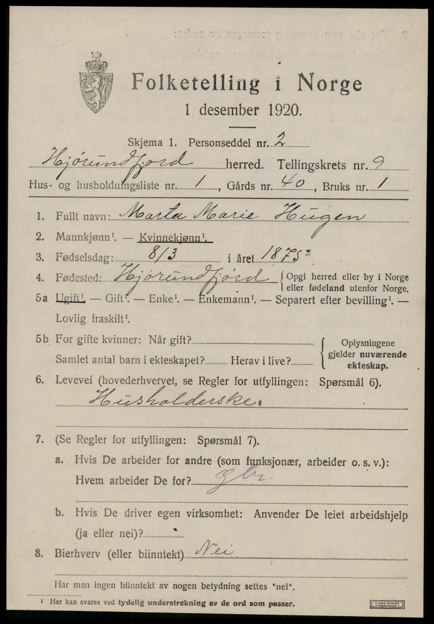 SAT, 1920 census for Hjørundfjord, 1920, p. 3223