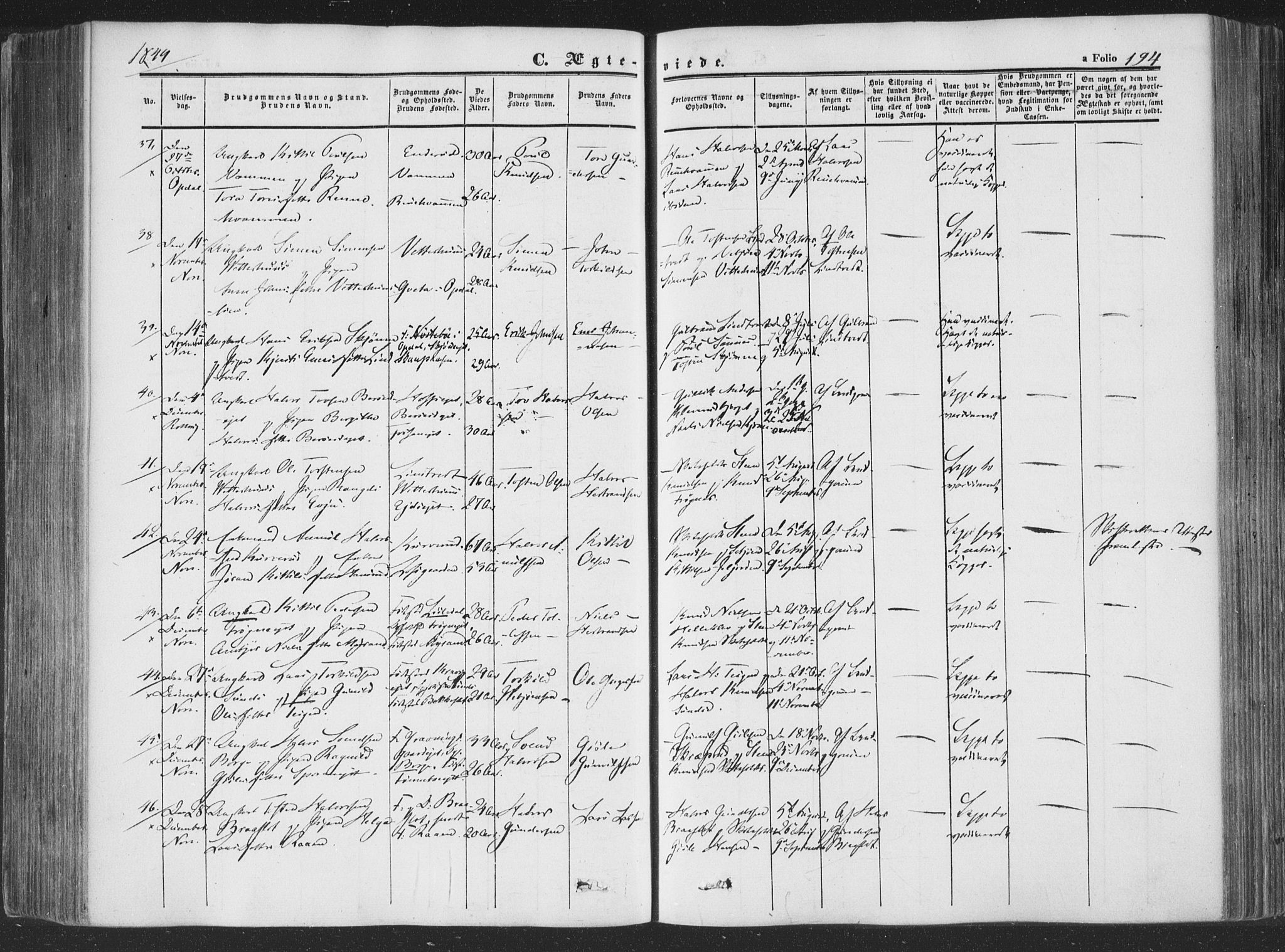 Rollag kirkebøker, AV/SAKO-A-240/F/Fa/L0008: Parish register (official) no. I 8, 1847-1860, p. 194