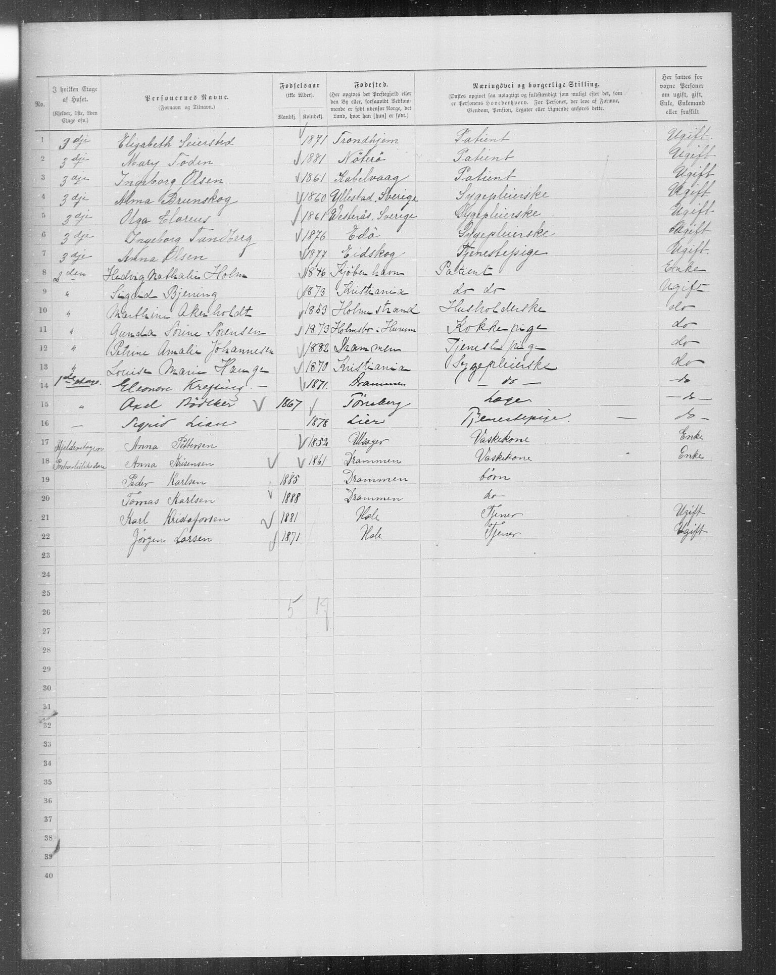 OBA, Municipal Census 1899 for Kristiania, 1899, p. 7047