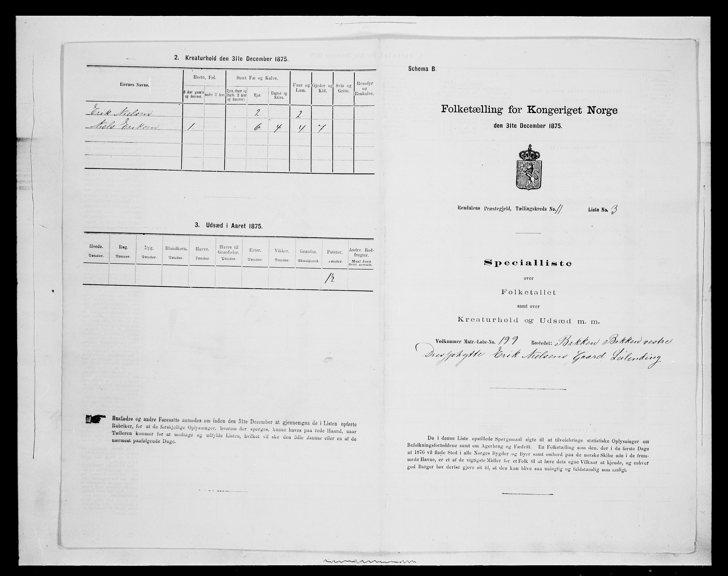 SAH, 1875 census for 0432P Rendalen, 1875, p. 942