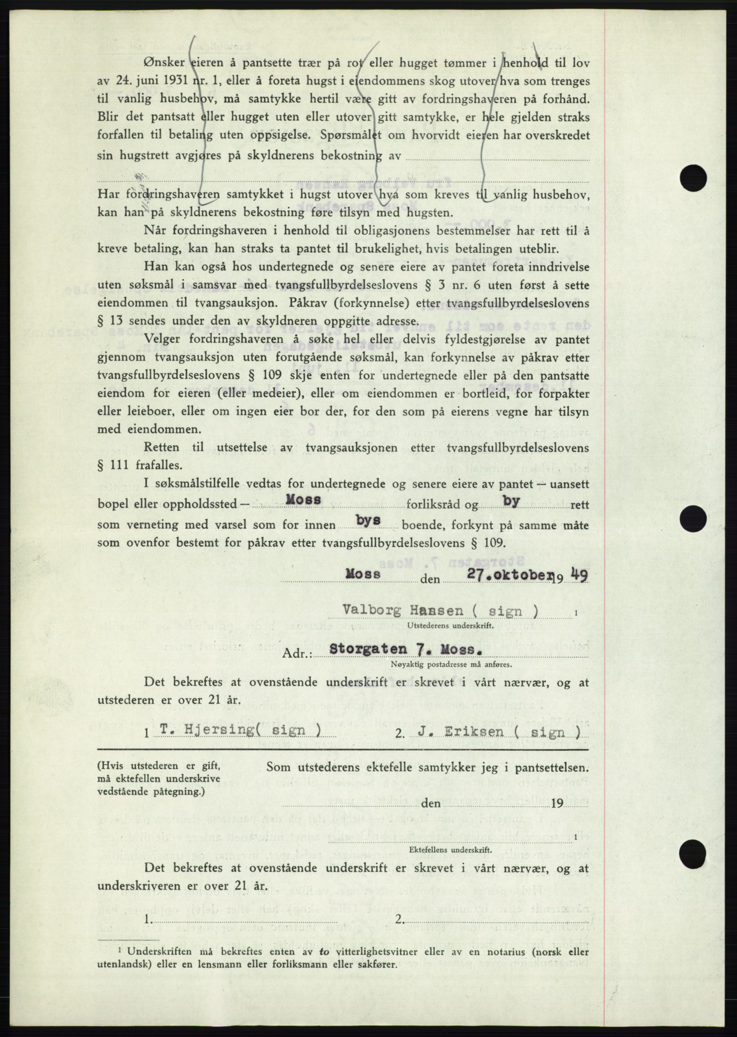 Moss sorenskriveri, SAO/A-10168: Mortgage book no. B23, 1949-1950, Diary no: : 3293/1949