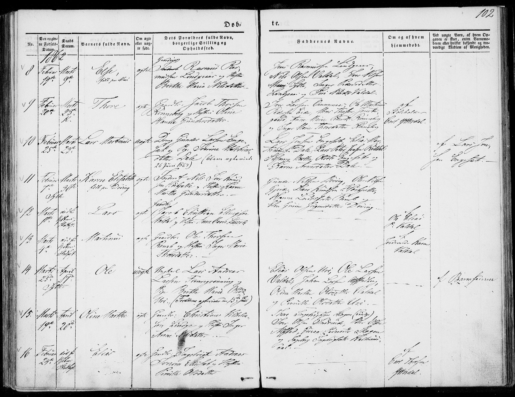 Ministerialprotokoller, klokkerbøker og fødselsregistre - Møre og Romsdal, SAT/A-1454/519/L0249: Parish register (official) no. 519A08, 1846-1868, p. 102