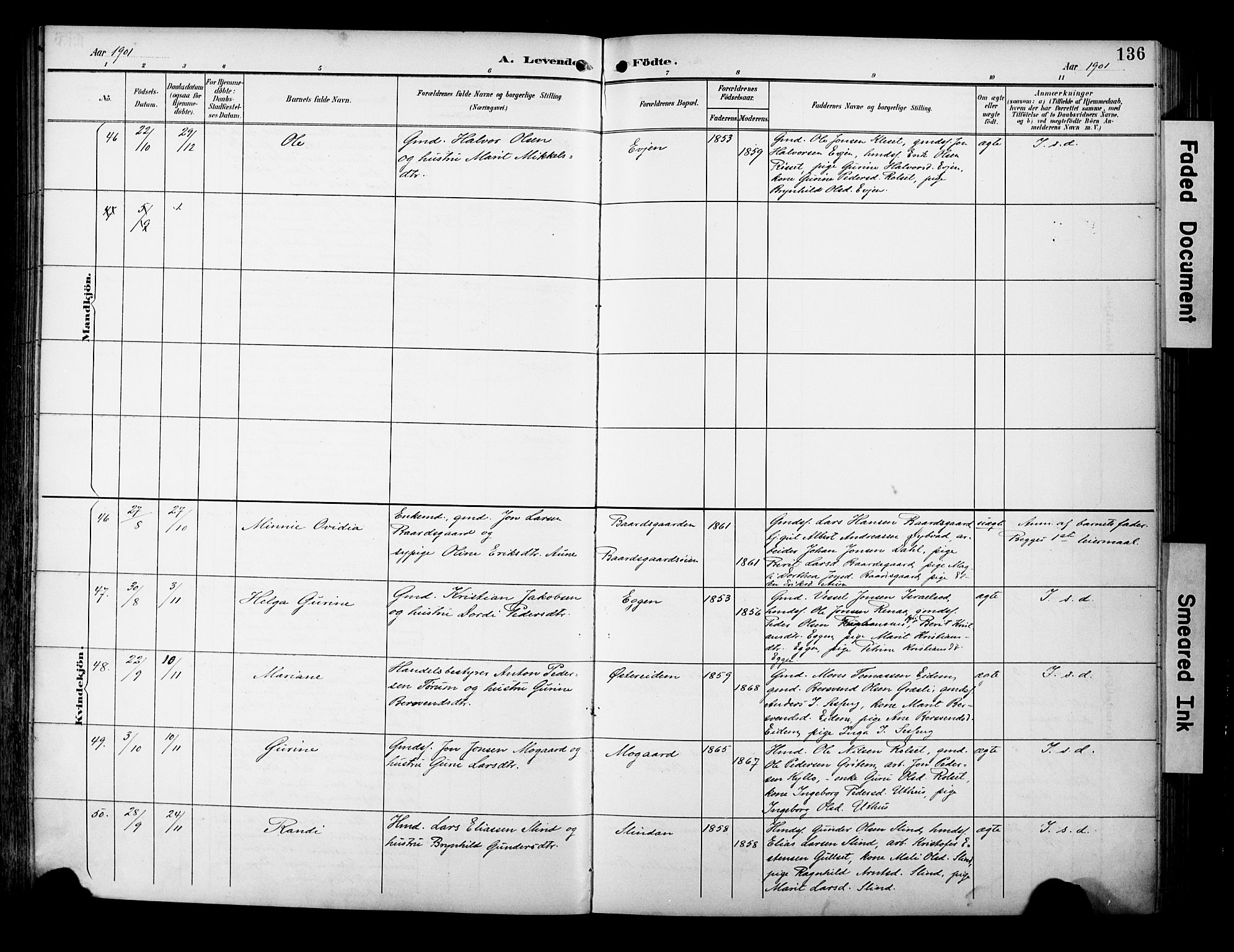 Ministerialprotokoller, klokkerbøker og fødselsregistre - Sør-Trøndelag, AV/SAT-A-1456/695/L1149: Parish register (official) no. 695A09, 1891-1902, p. 136