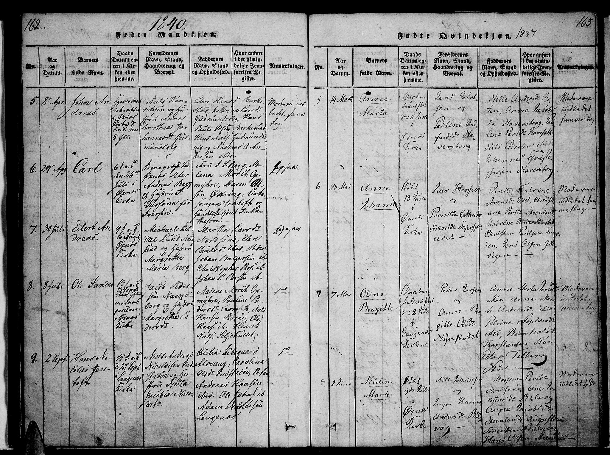 Ministerialprotokoller, klokkerbøker og fødselsregistre - Nordland, SAT/A-1459/893/L1331: Parish register (official) no. 893A04, 1820-1840, p. 162-163