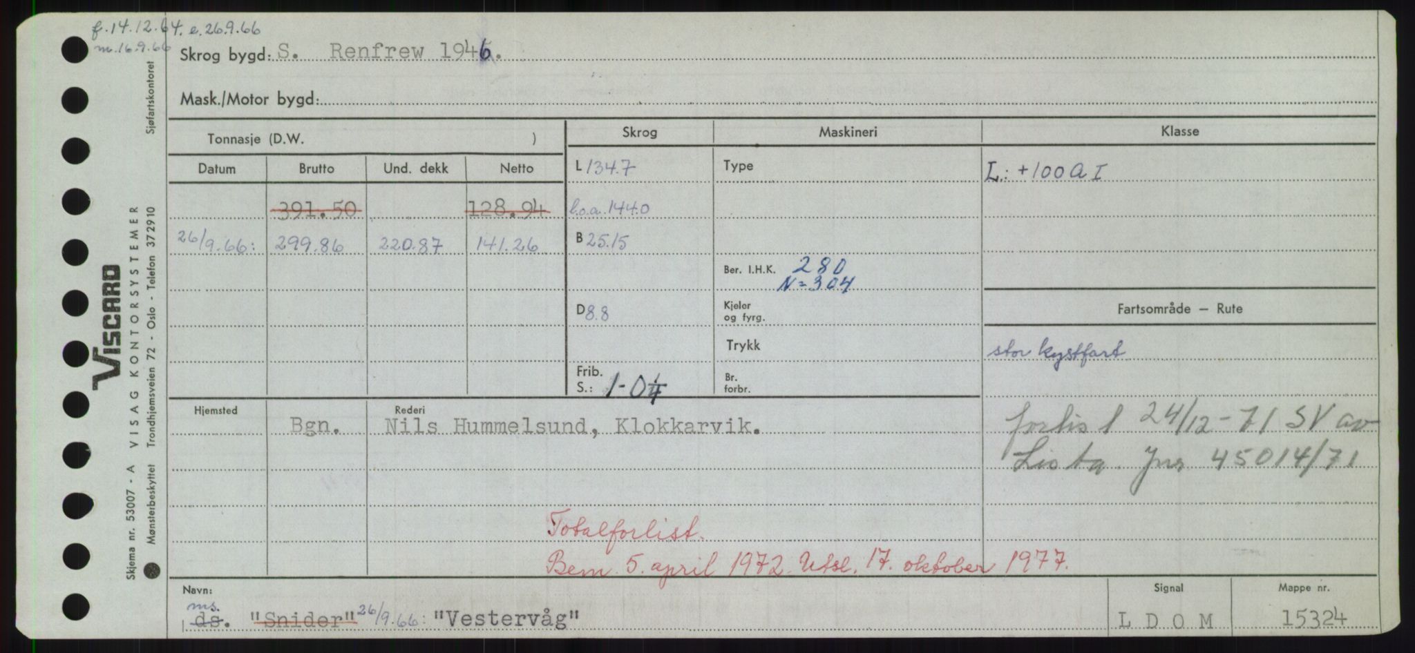 Sjøfartsdirektoratet med forløpere, Skipsmålingen, RA/S-1627/H/Hd/L0040: Fartøy, U-Ve, p. 695