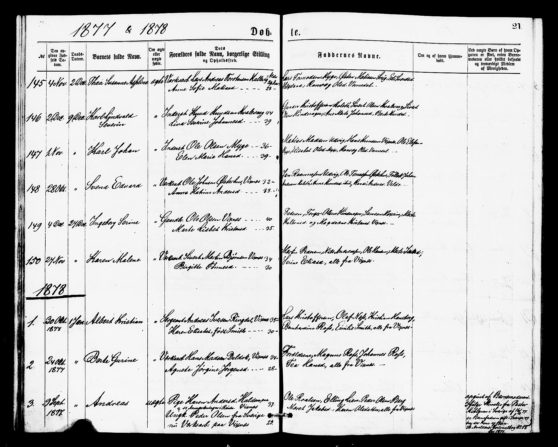 Avaldsnes sokneprestkontor, AV/SAST-A -101851/H/Ha/Haa/L0013: Parish register (official) no. A 13, 1876-1879, p. 21