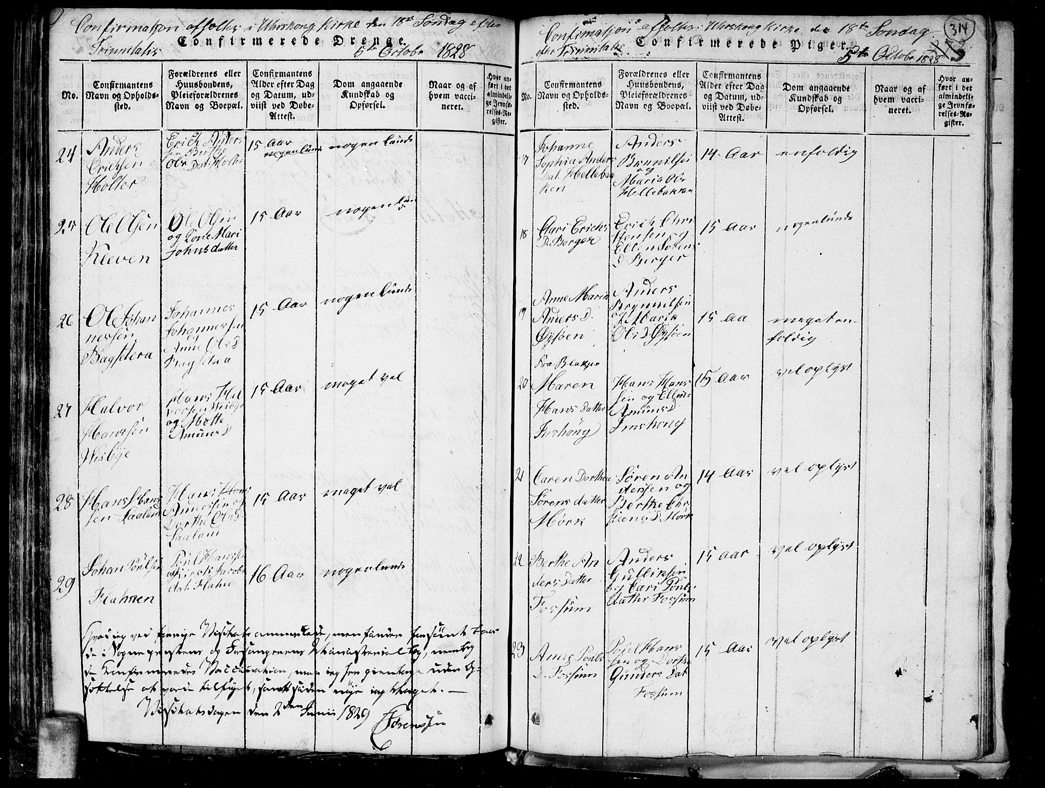 Aurskog prestekontor Kirkebøker, SAO/A-10304a/G/Ga/L0001: Parish register (copy) no. I 1, 1814-1829, p. 314