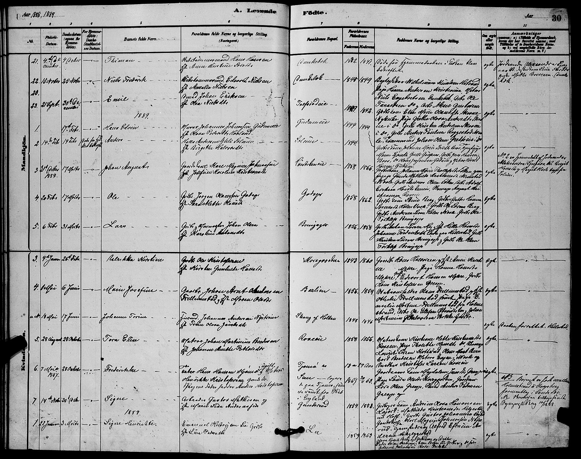 Botne kirkebøker, SAKO/A-340/G/Ga/L0003: Parish register (copy) no. I 3, 1878-1898, p. 30