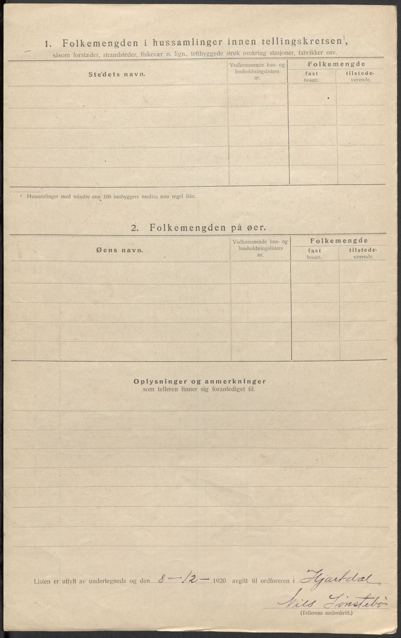 SAKO, 1920 census for Hjartdal, 1920, p. 19