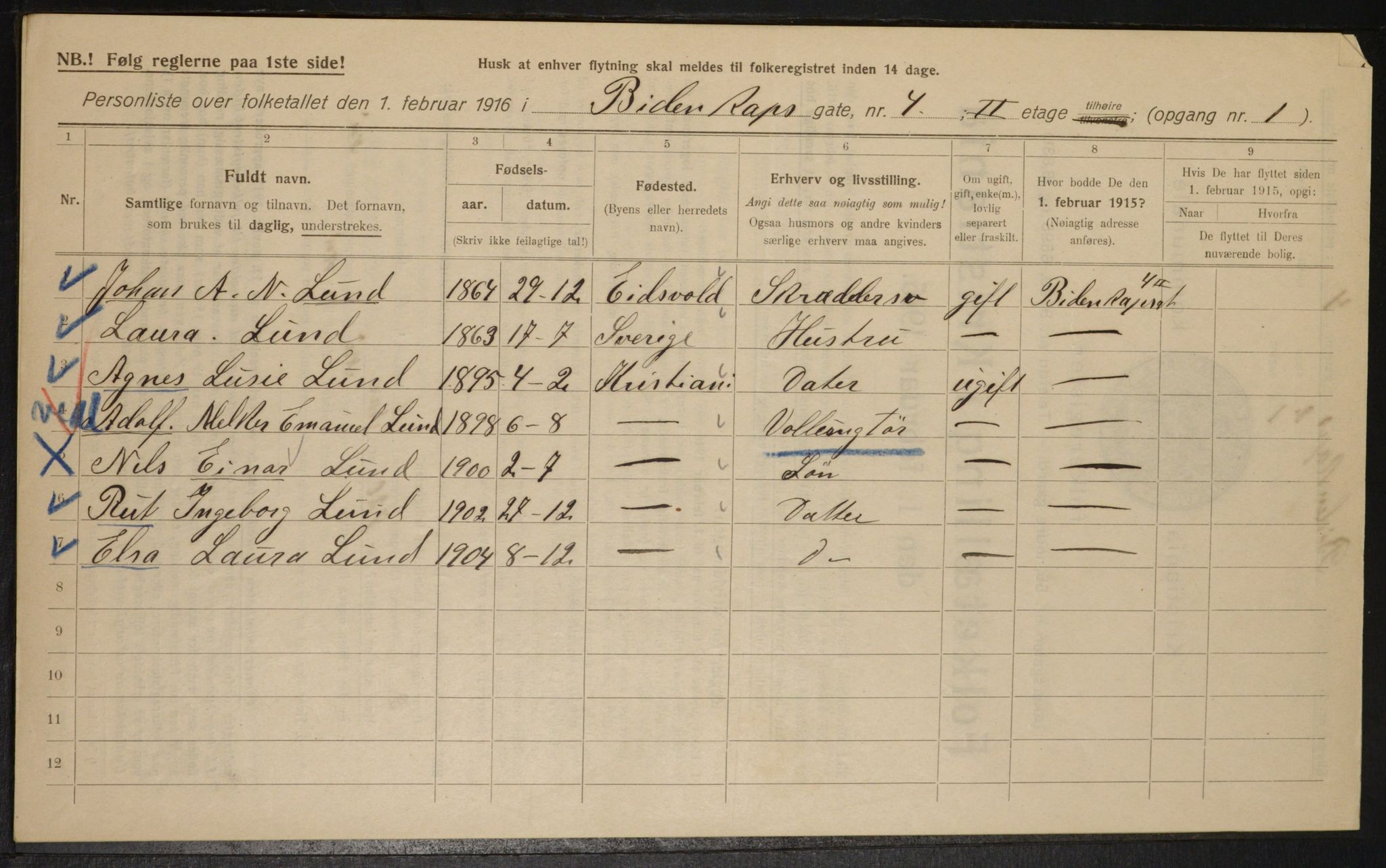 OBA, Municipal Census 1916 for Kristiania, 1916, p. 4841