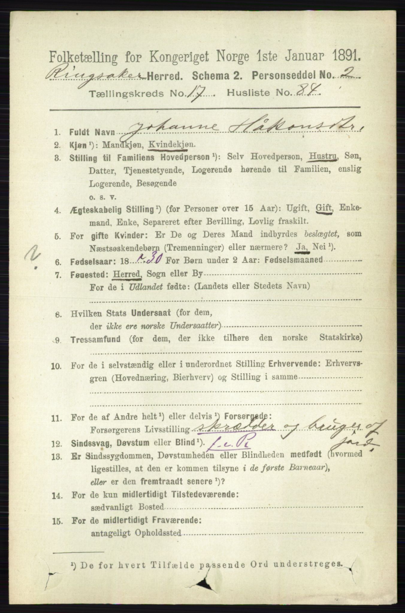 RA, 1891 census for 0412 Ringsaker, 1891, p. 10292