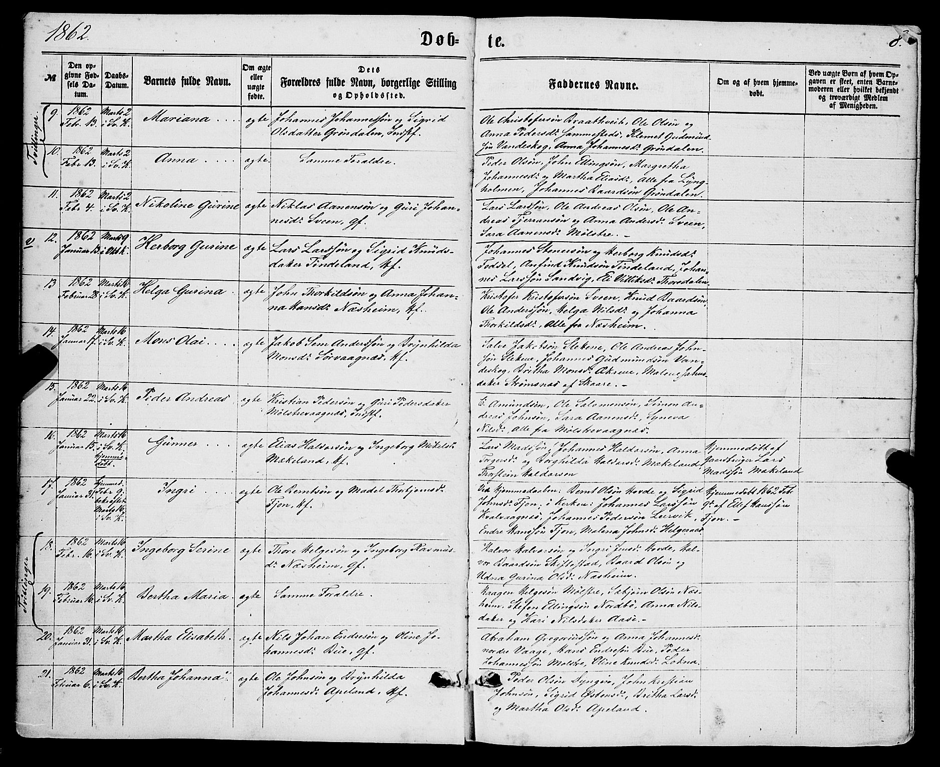 Sveio Sokneprestembete, SAB/A-78501/H/Haa: Parish register (official) no. A 1, 1861-1877, p. 8
