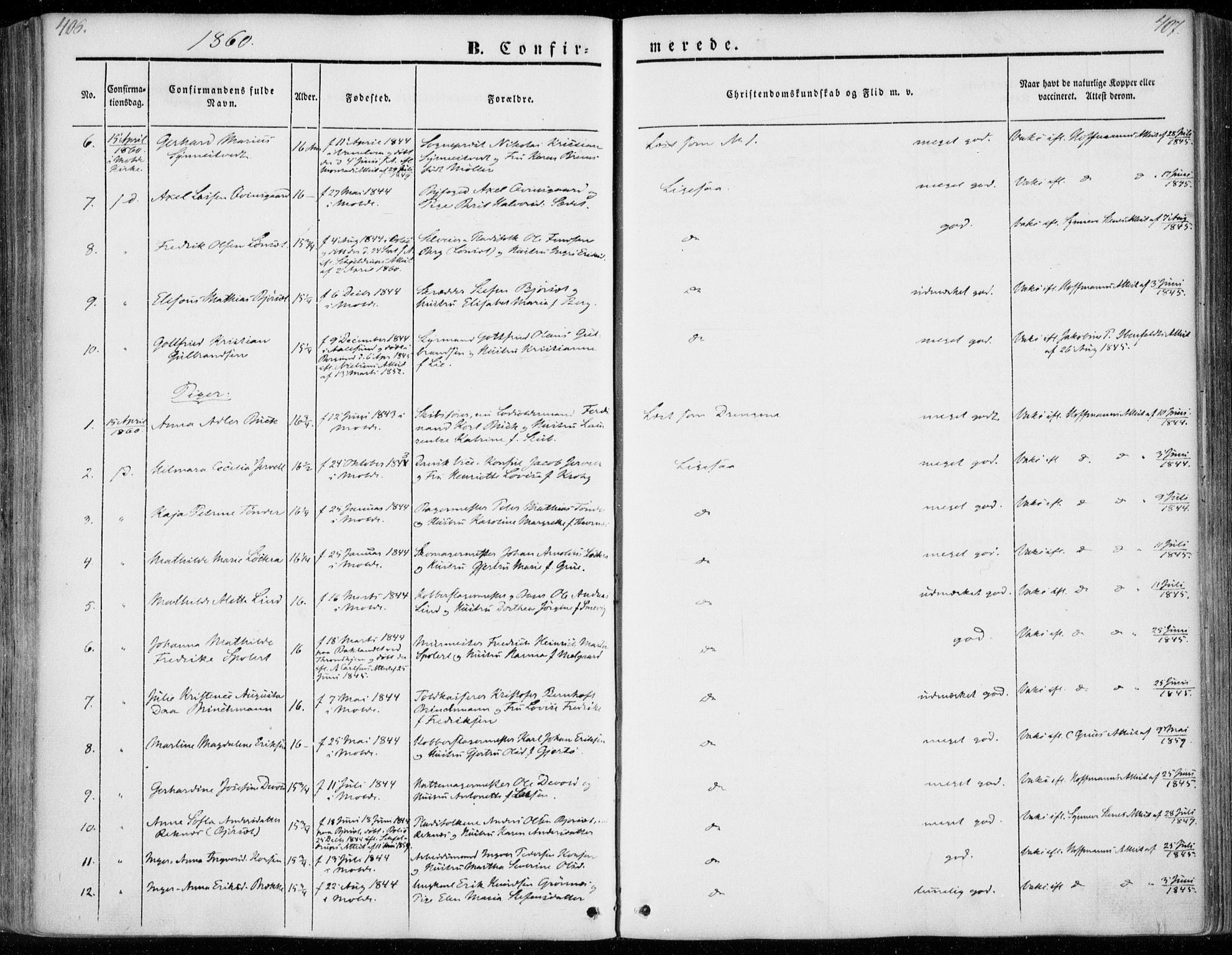 Ministerialprotokoller, klokkerbøker og fødselsregistre - Møre og Romsdal, SAT/A-1454/558/L0689: Parish register (official) no. 558A03, 1843-1872, p. 406-407