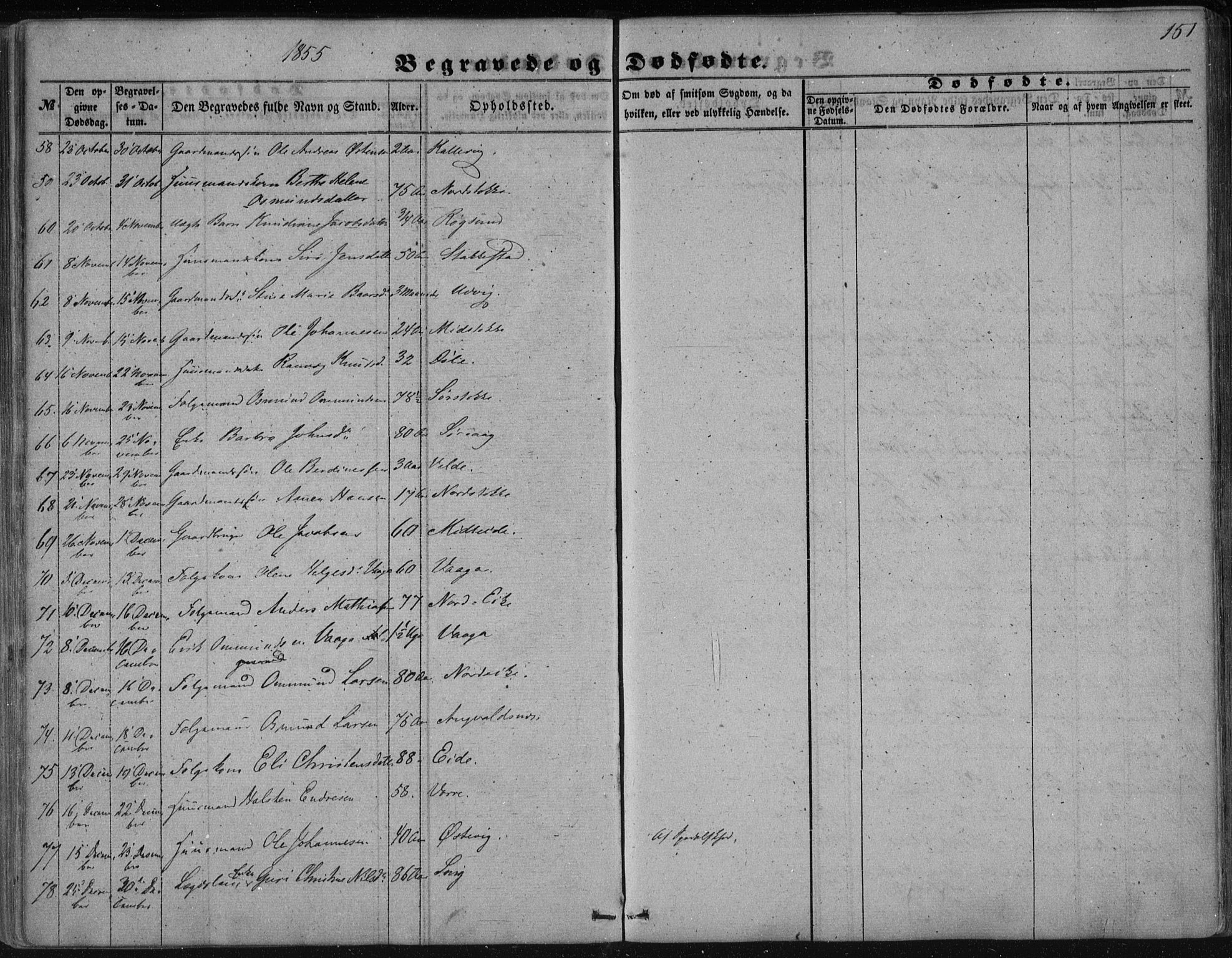 Avaldsnes sokneprestkontor, AV/SAST-A -101851/H/Ha/Haa/L0009: Parish register (official) no. A 9, 1853-1865, p. 151