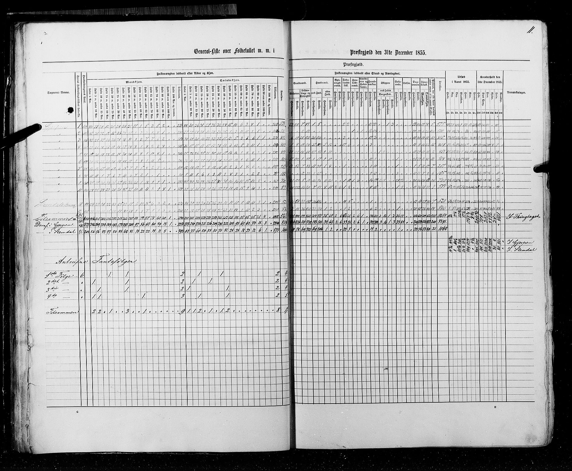 RA, Census 1855, vol. 3: Bratsberg amt, Nedenes amt og Lister og Mandal amt, 1855, p. 11