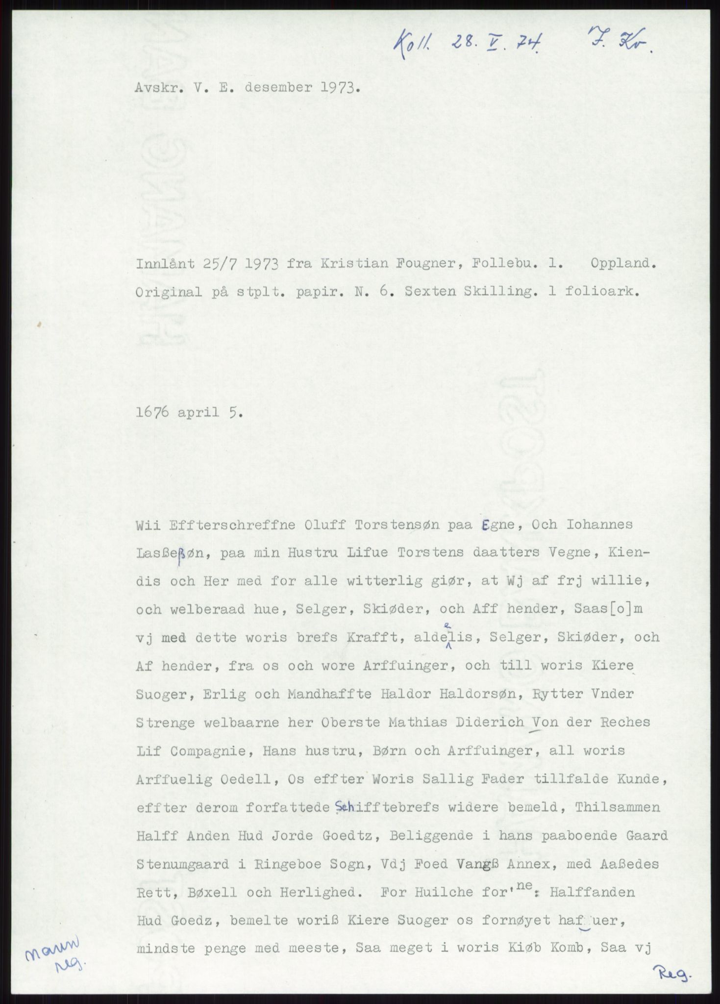 Samlinger til kildeutgivelse, Diplomavskriftsamlingen, AV/RA-EA-4053/H/Ha, p. 2060