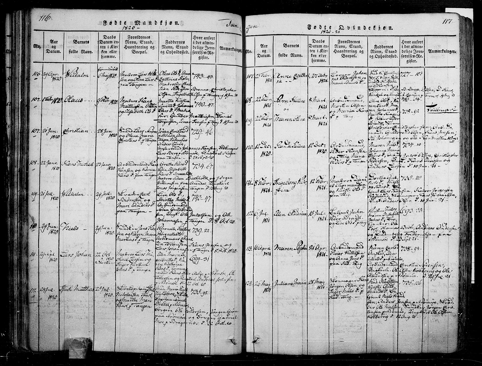 Skoger kirkebøker, AV/SAKO-A-59/F/Fa/L0002: Parish register (official) no. I 2 /2, 1814-1842, p. 116-117