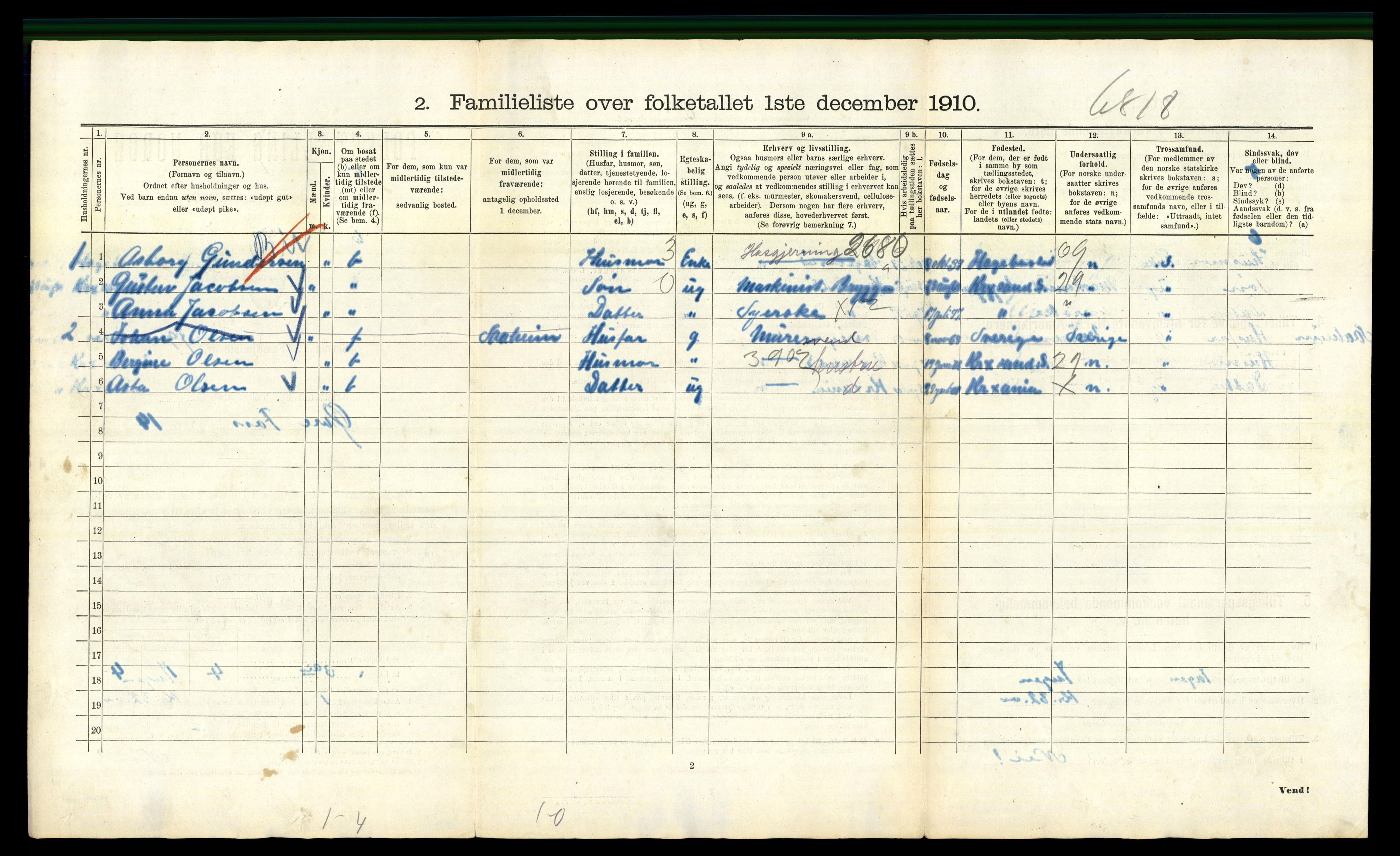 RA, 1910 census for Kristiania, 1910, p. 124680